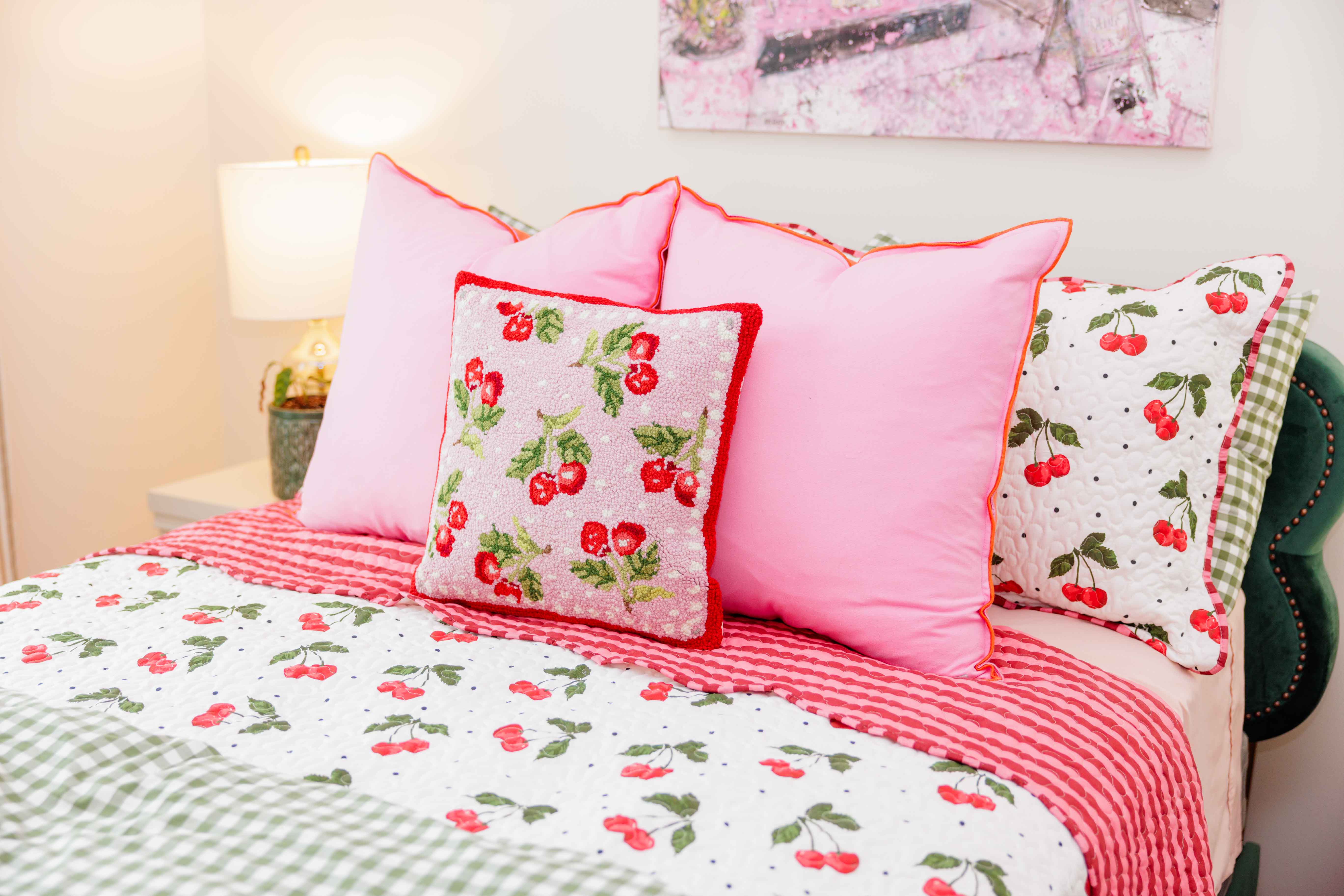 Pink Sweet Cherry Hook Pillow