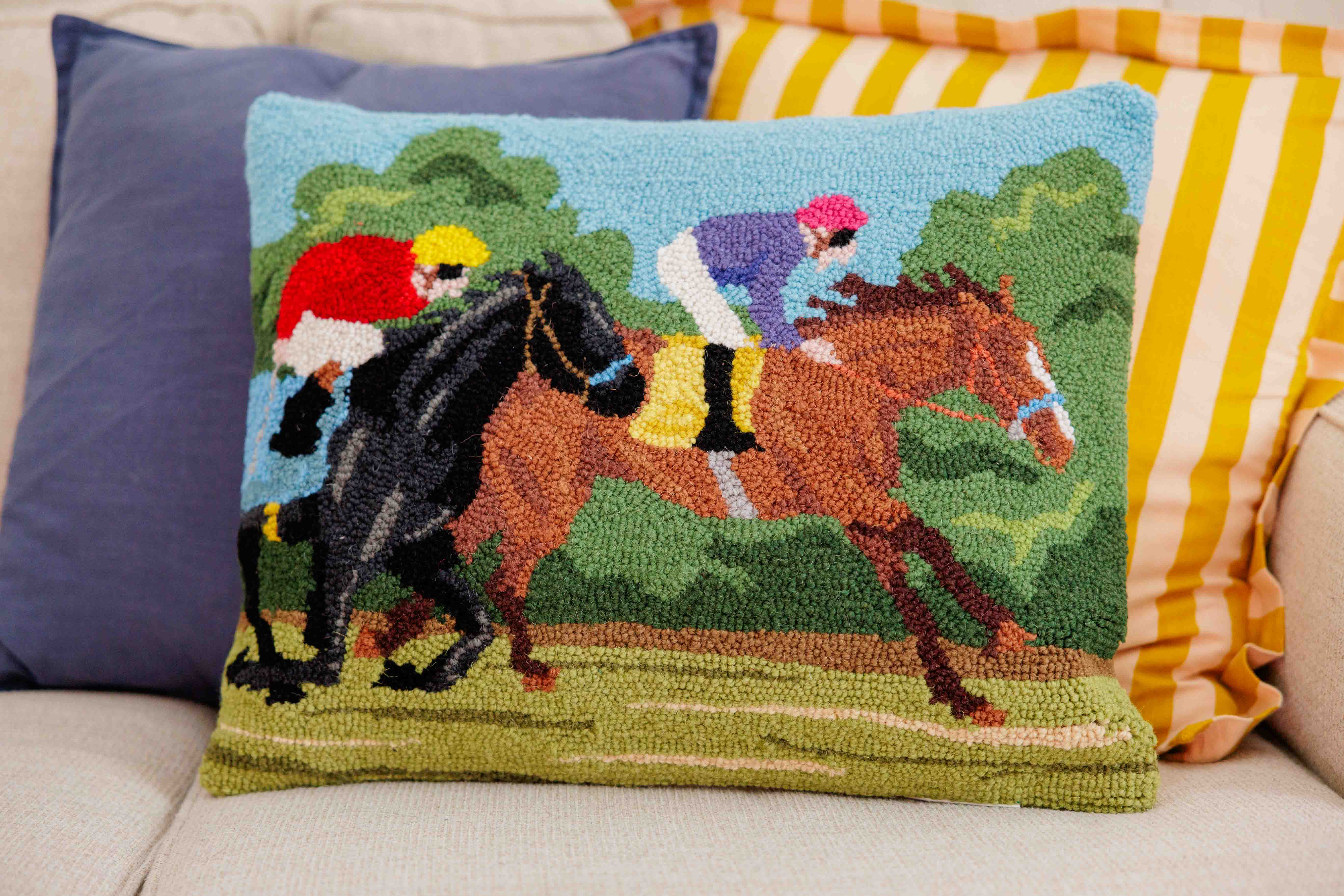 Two Racing Horses Hook Pillow
