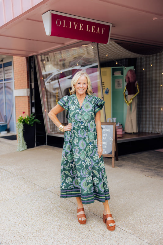 Green Garden Midi Dress