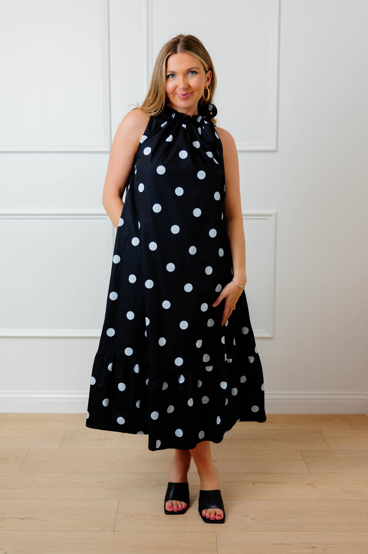 Black Polka Dot Maxi Dress