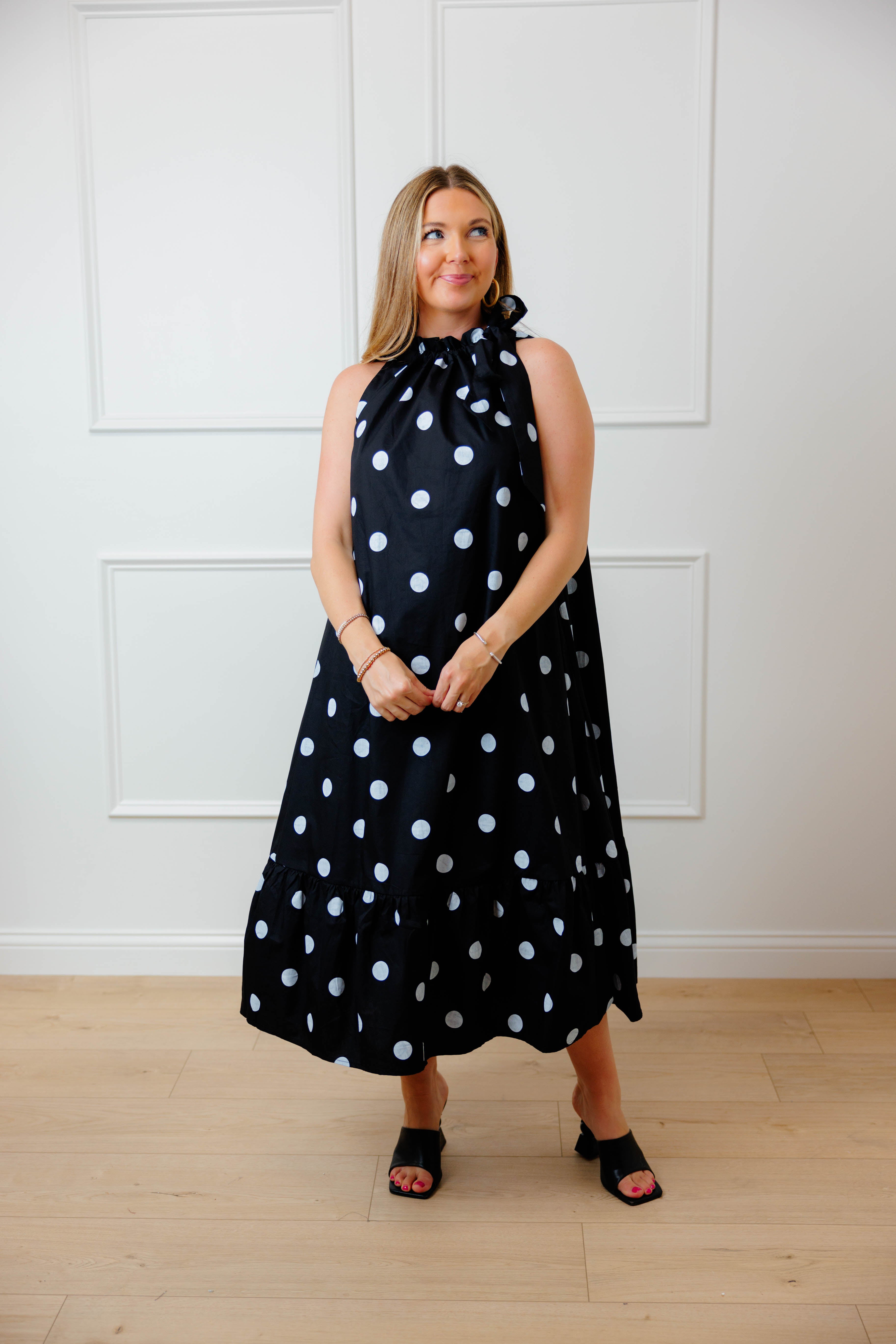 Black Polka Dot Maxi Dress