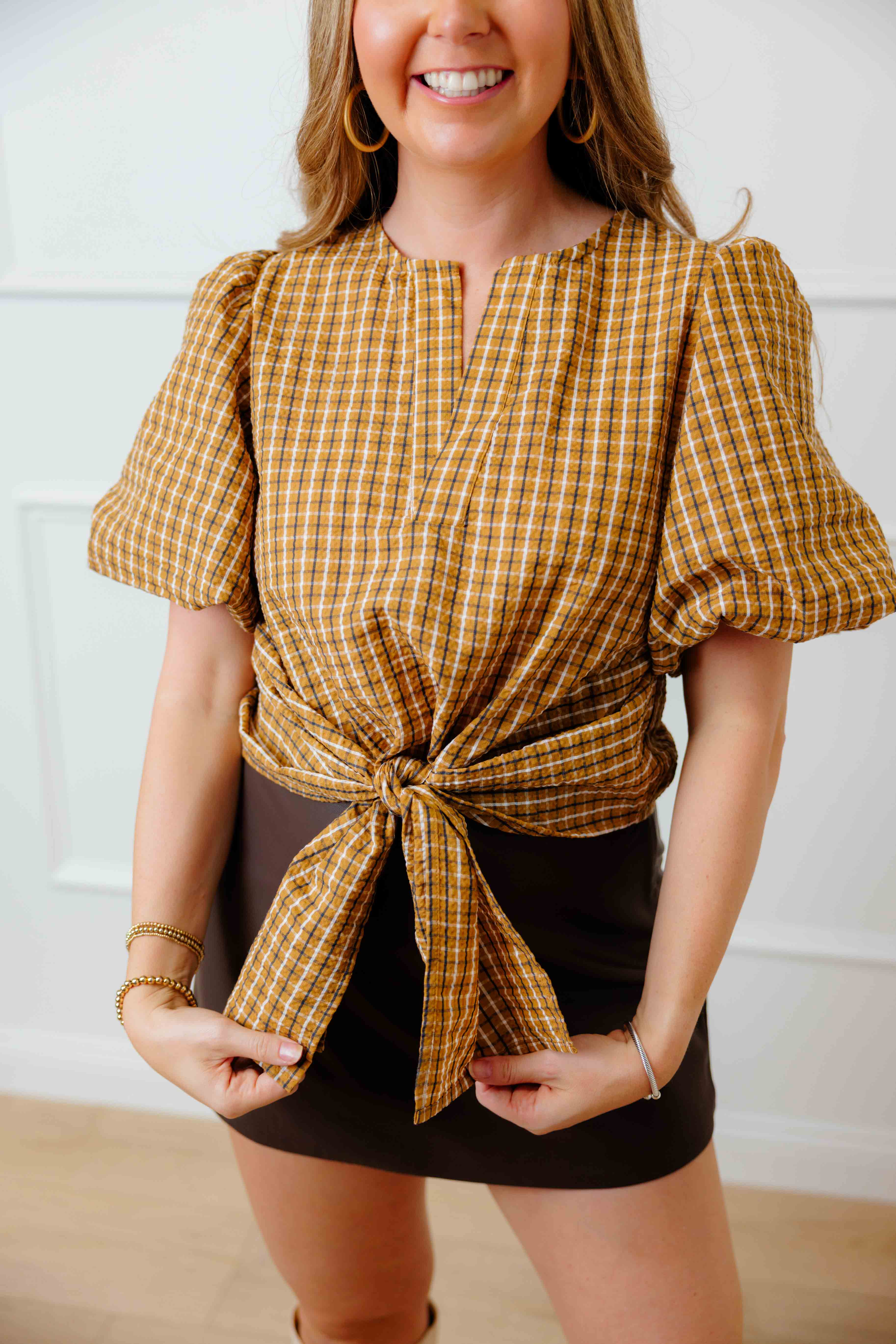 Amber Plaid Top