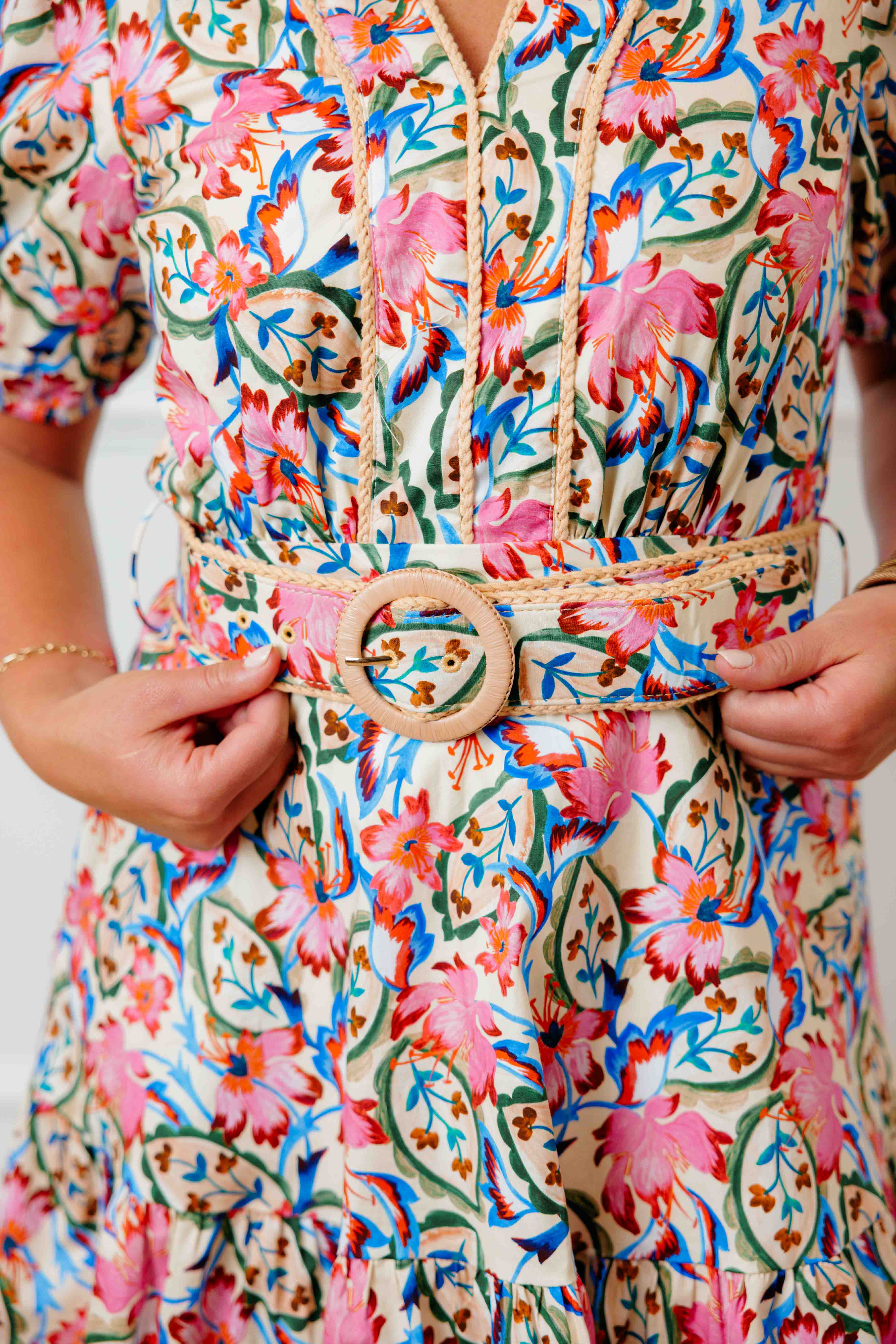 Fall Floral Belted Dress