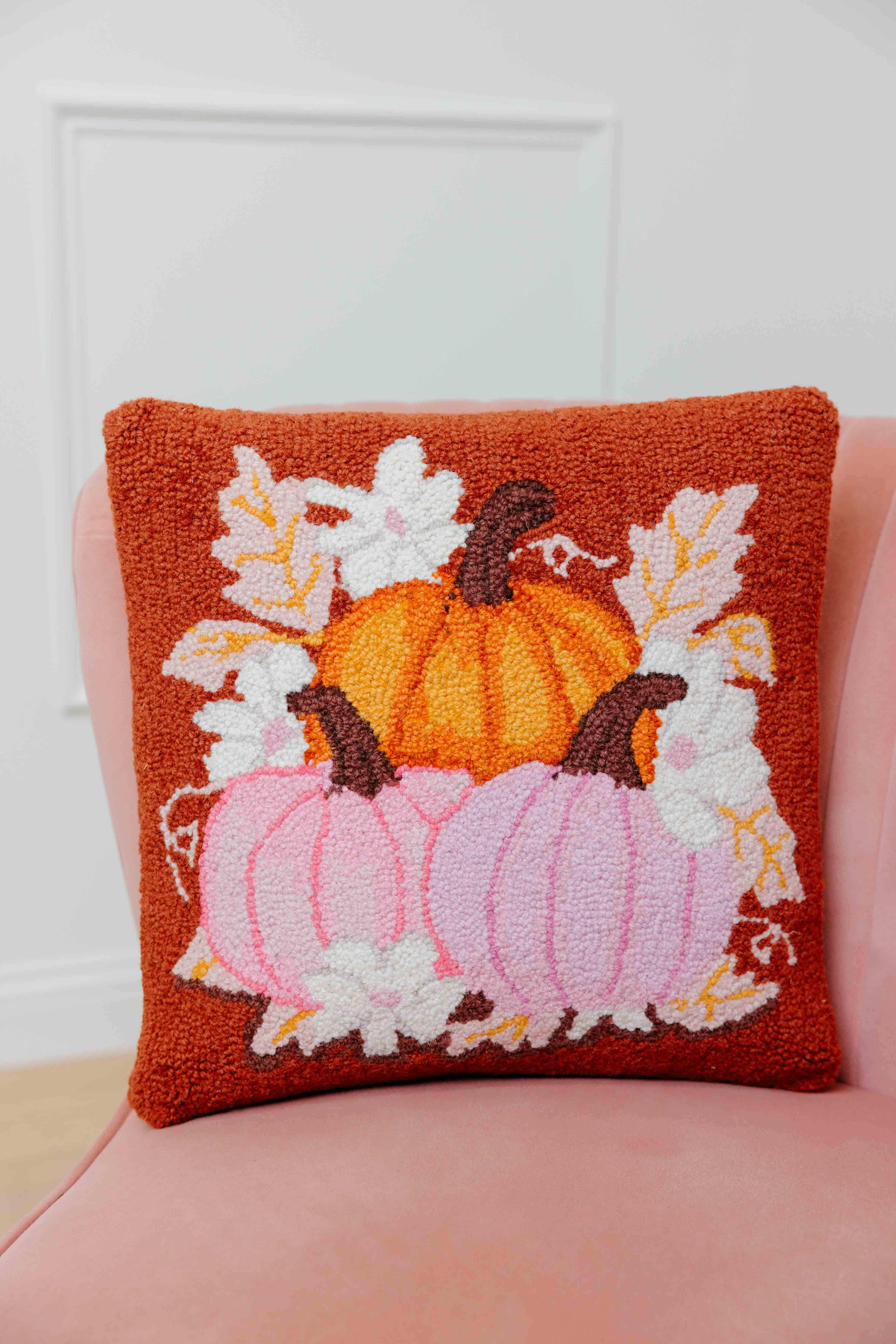 Daises and Pumpkin Trio Hook Pillow
