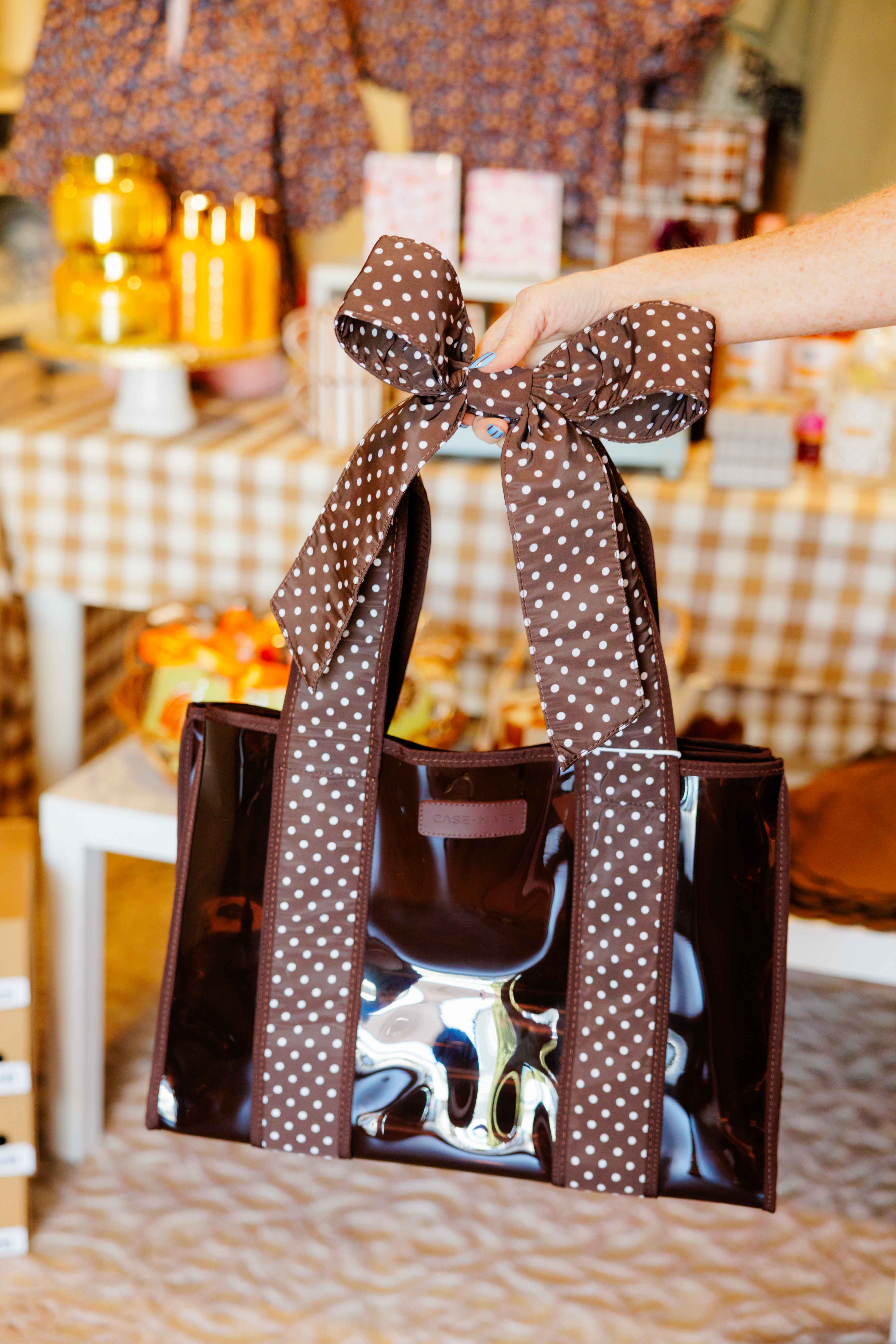 Espresso Polka Dot Bow Jelly Tote