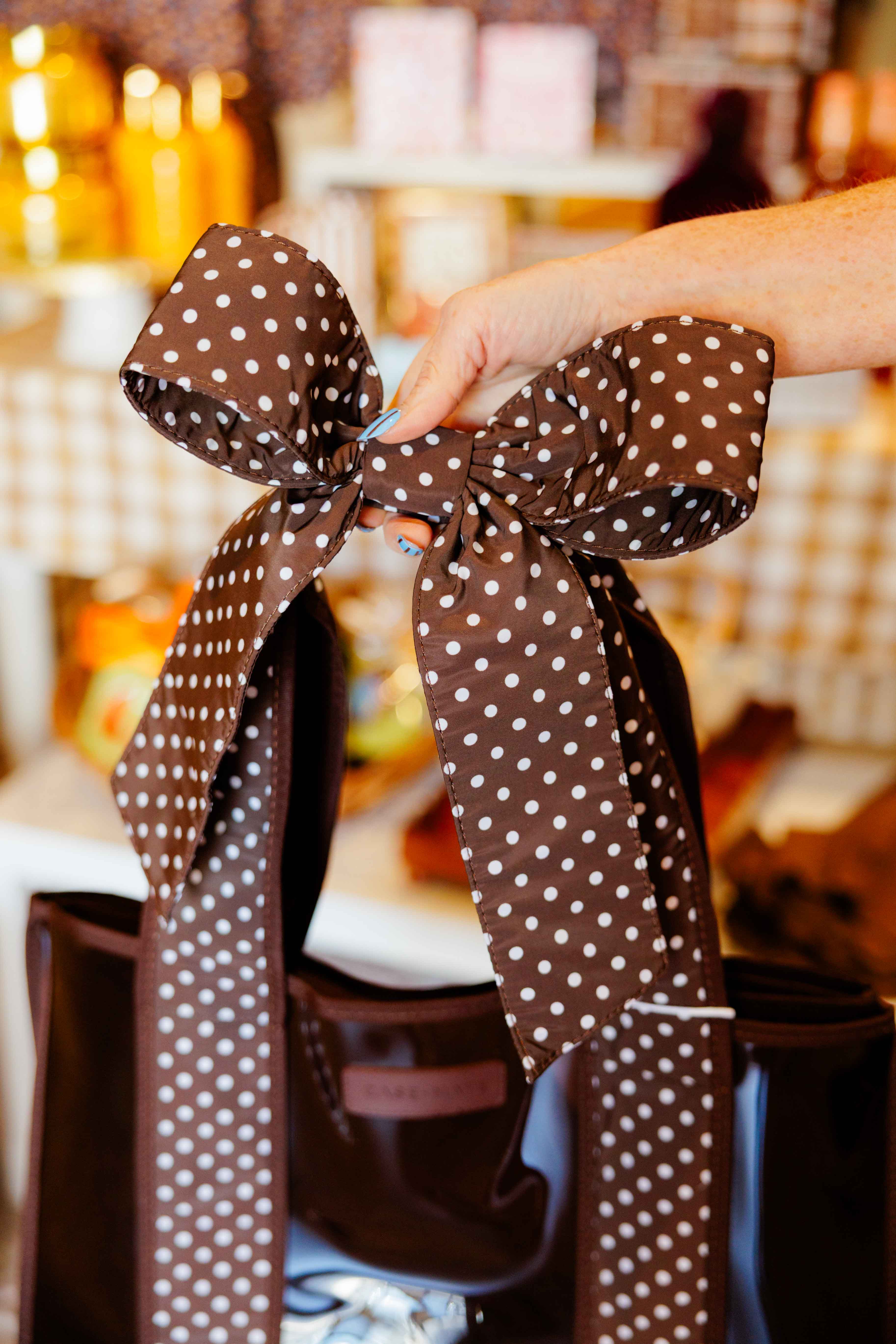 Espresso Polka Dot Bow Jelly Tote