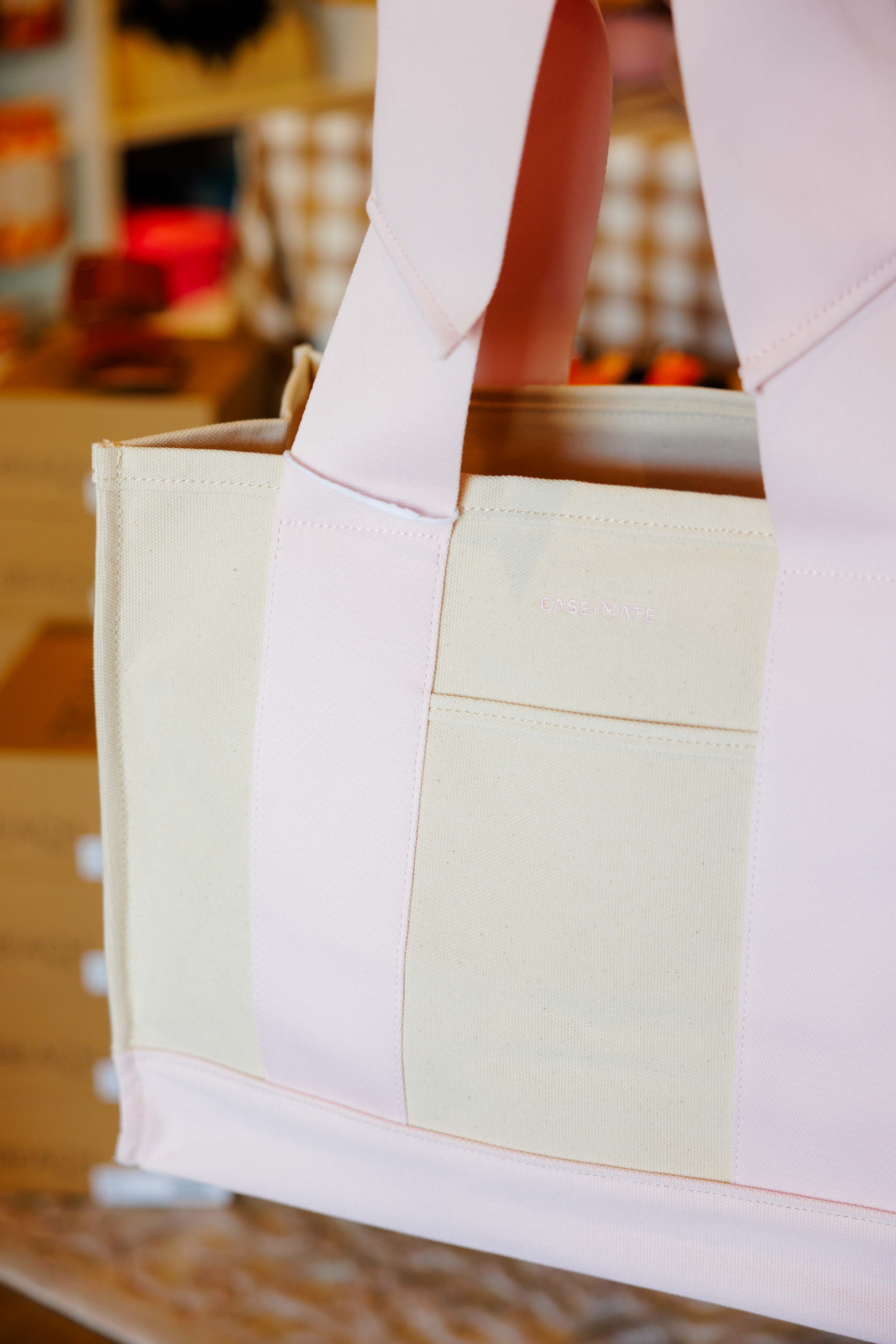 Pink Bow Canvas Tote