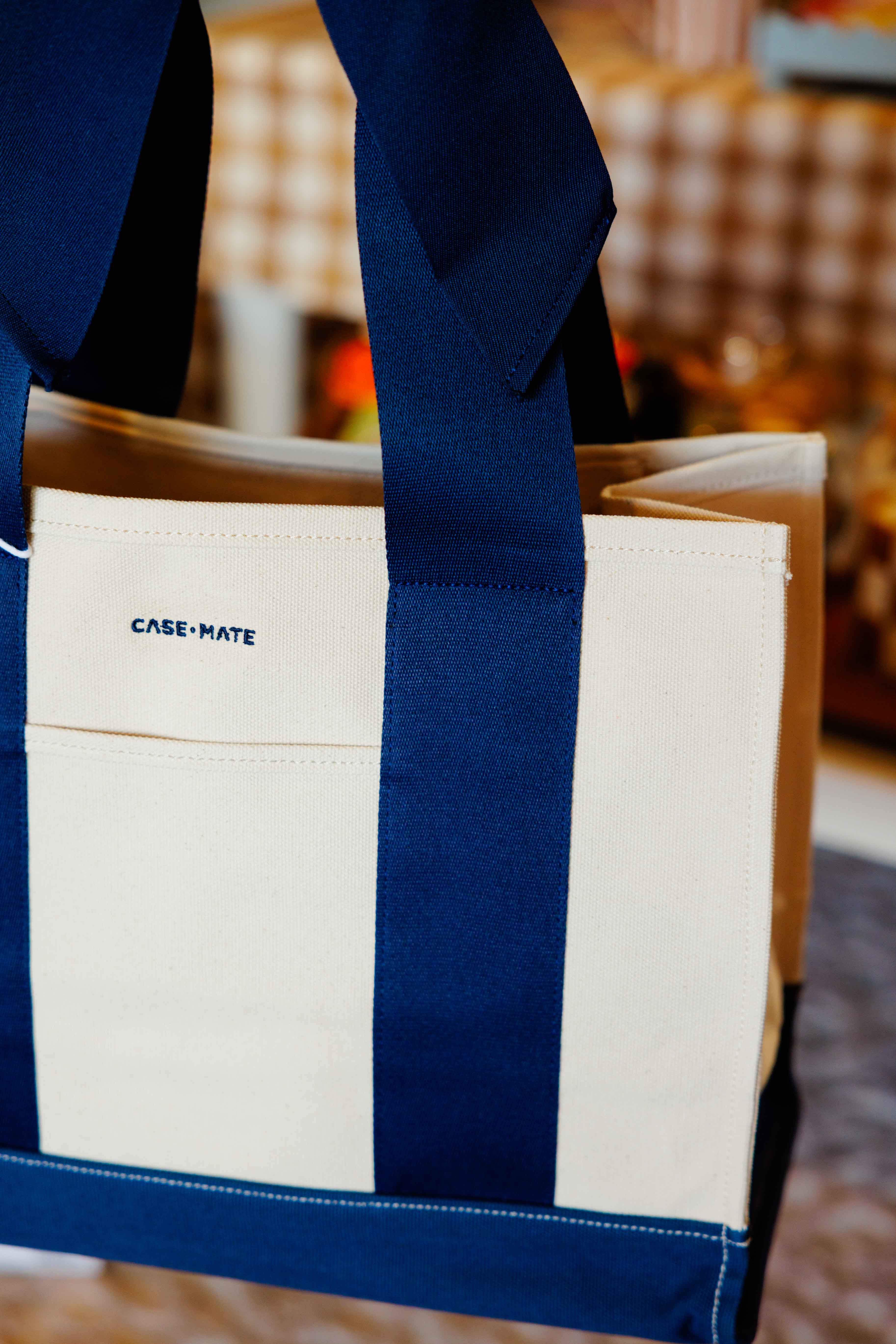 Navy Bow Canvas Tote