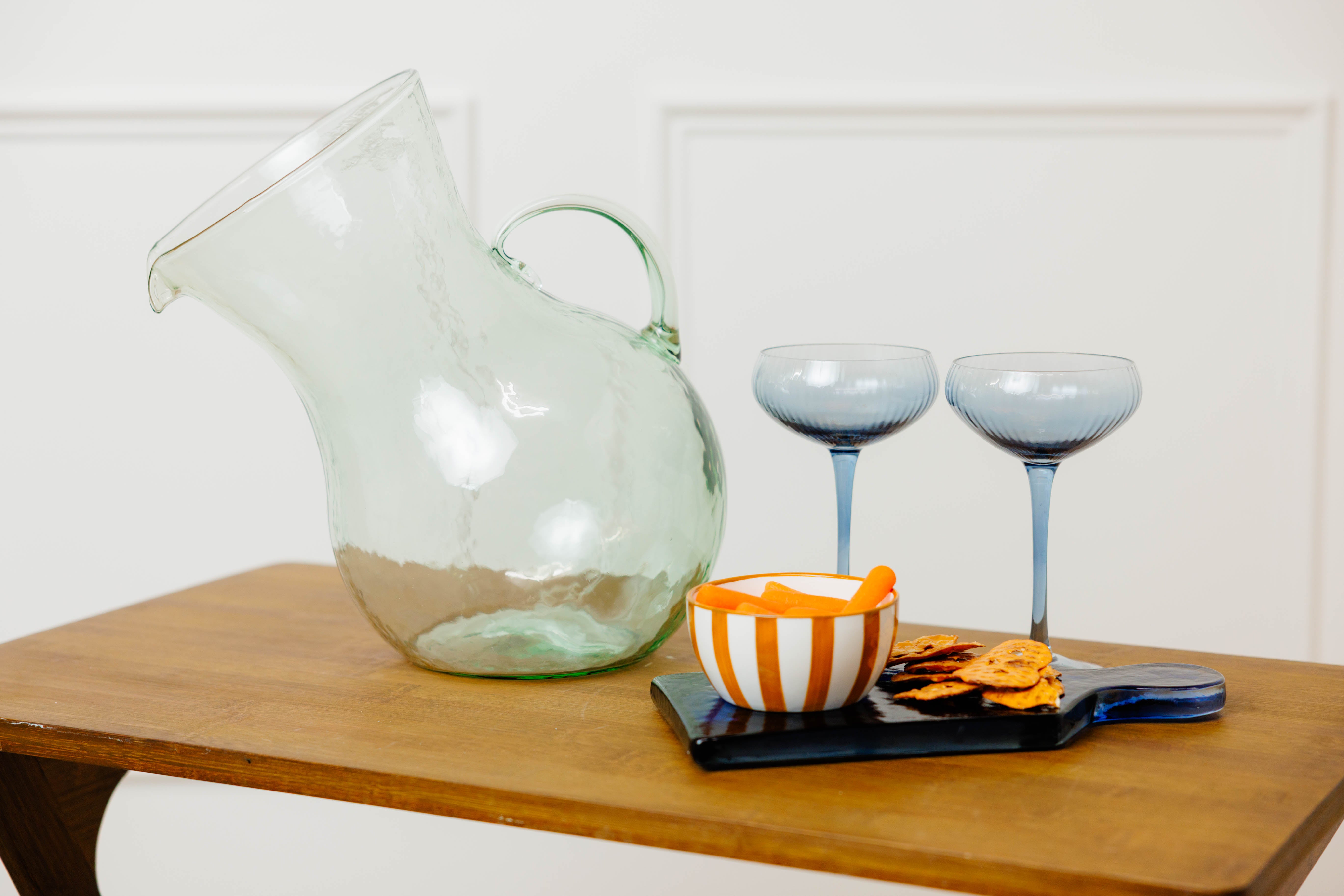 Large Glass Tilted Pitcher