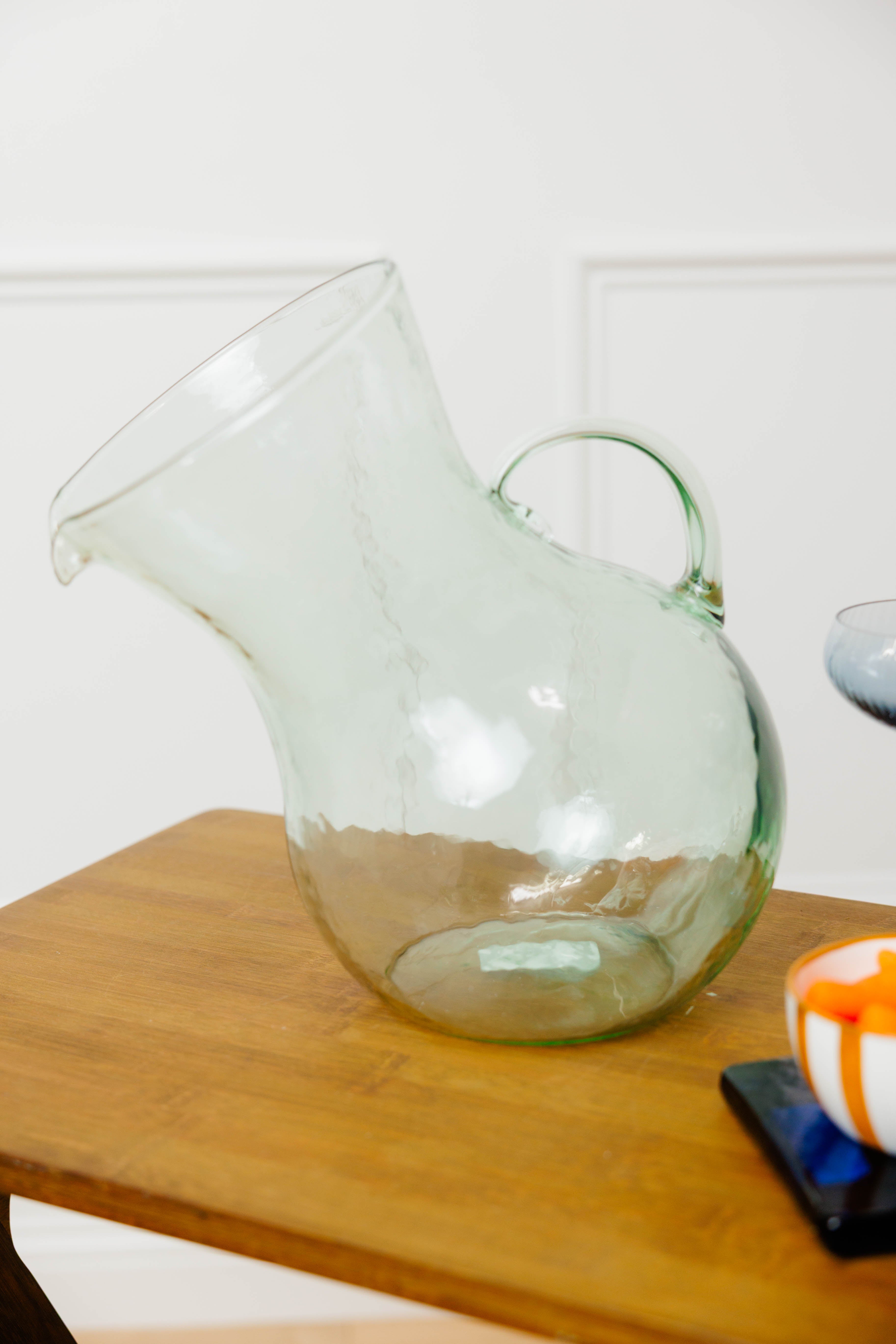 Large Glass Tilted Pitcher