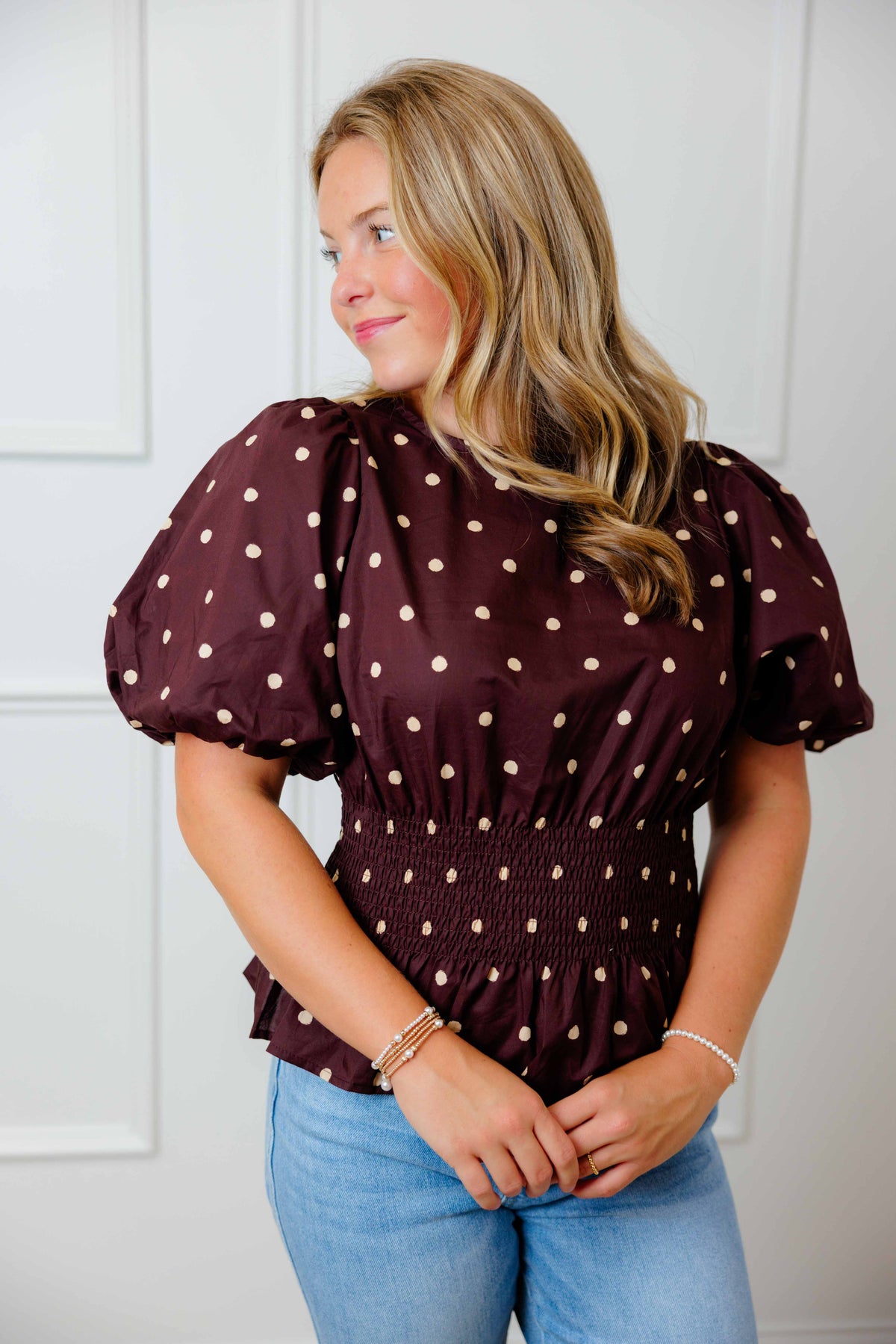 Polka Peplum Top