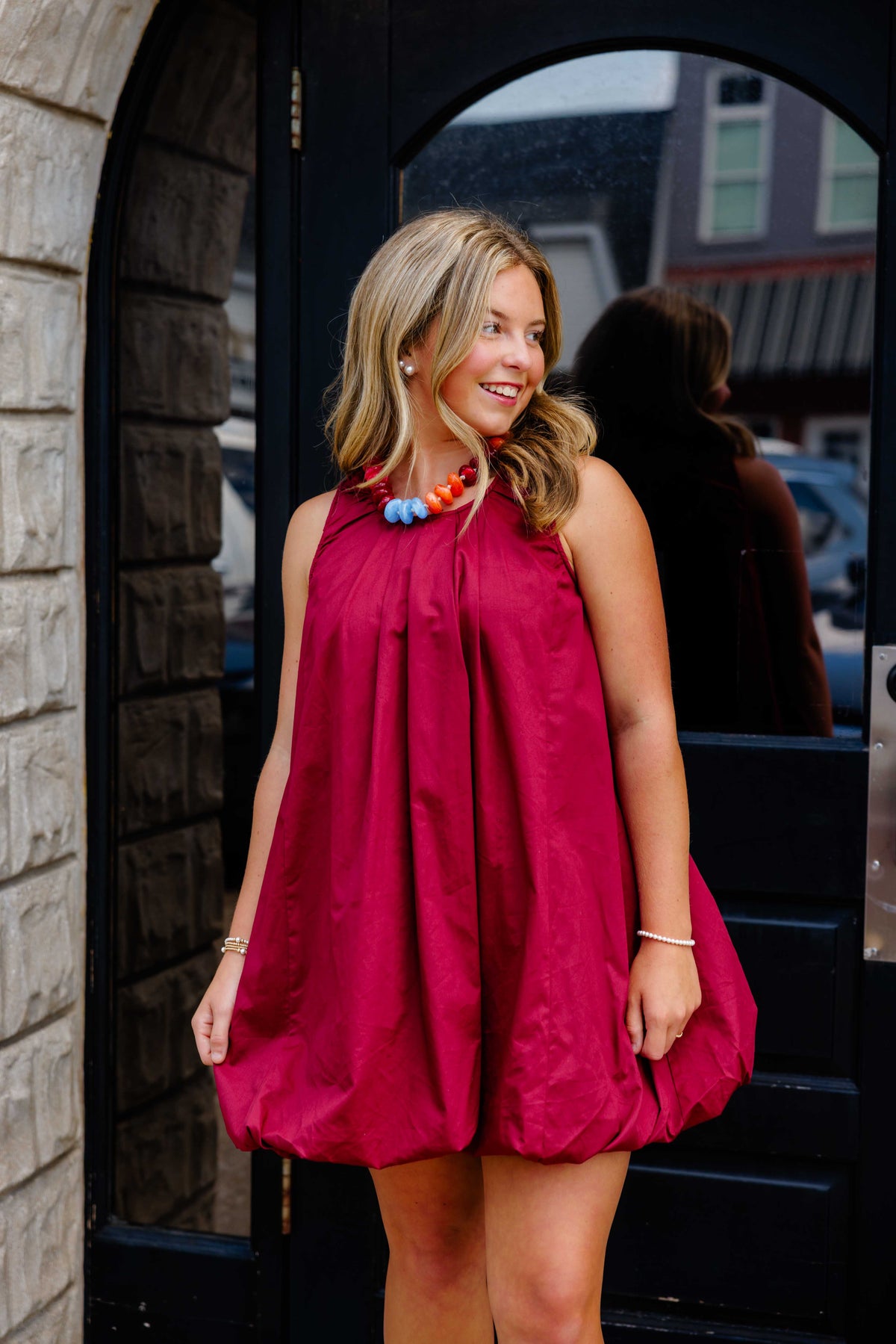 Dottie Burgundy Bubble Dress