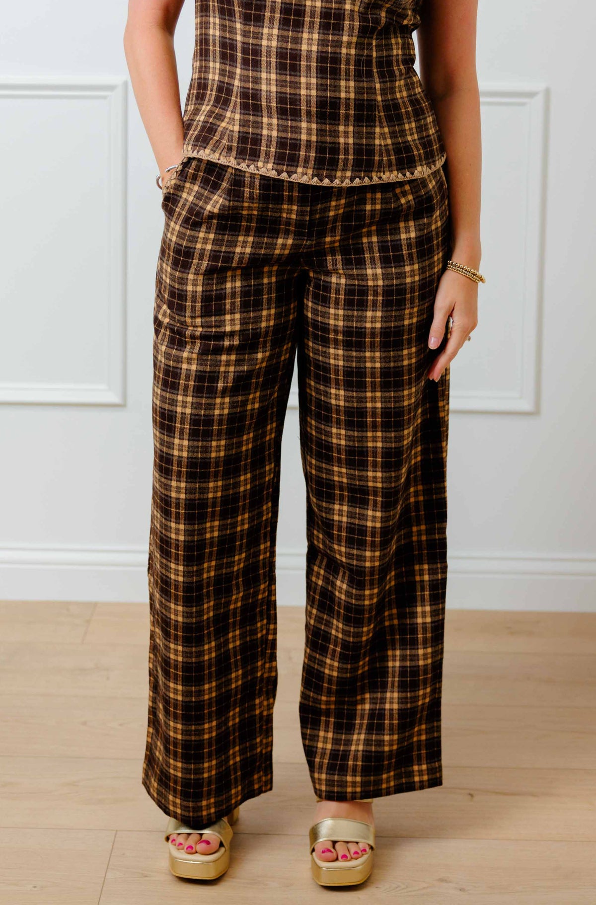 Brown Plaid Pants