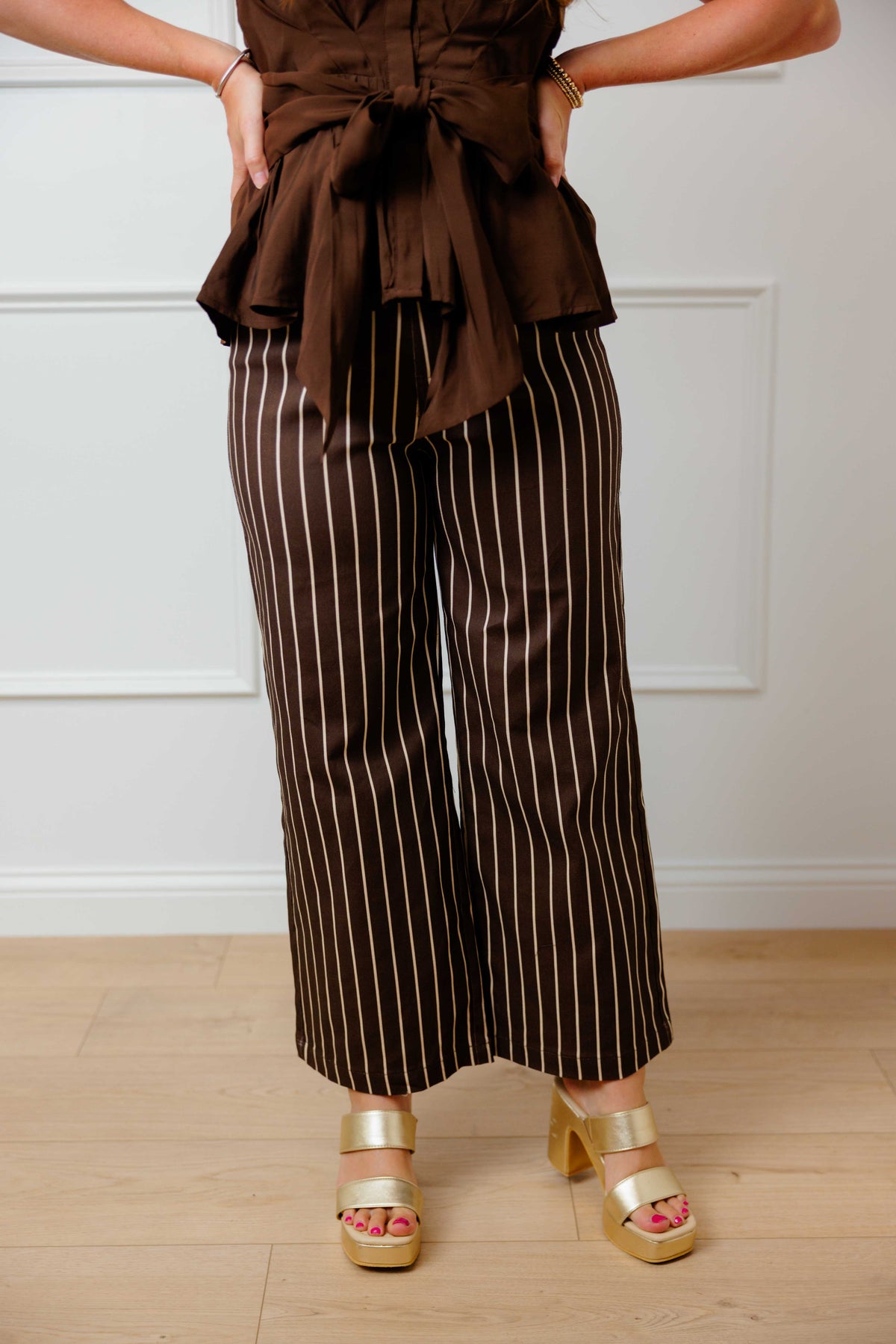 Brown Stripe Wide Leg Pant