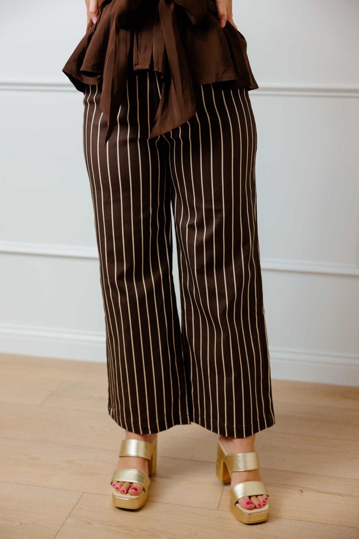 Brown Stripe Wide Leg Pant