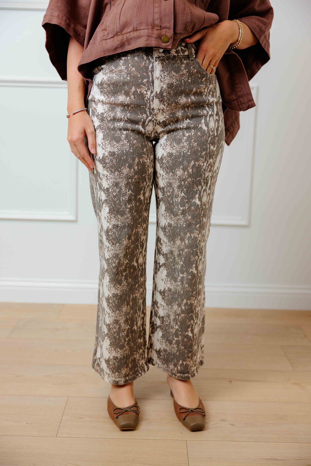 Snake Print Wide Leg Pant