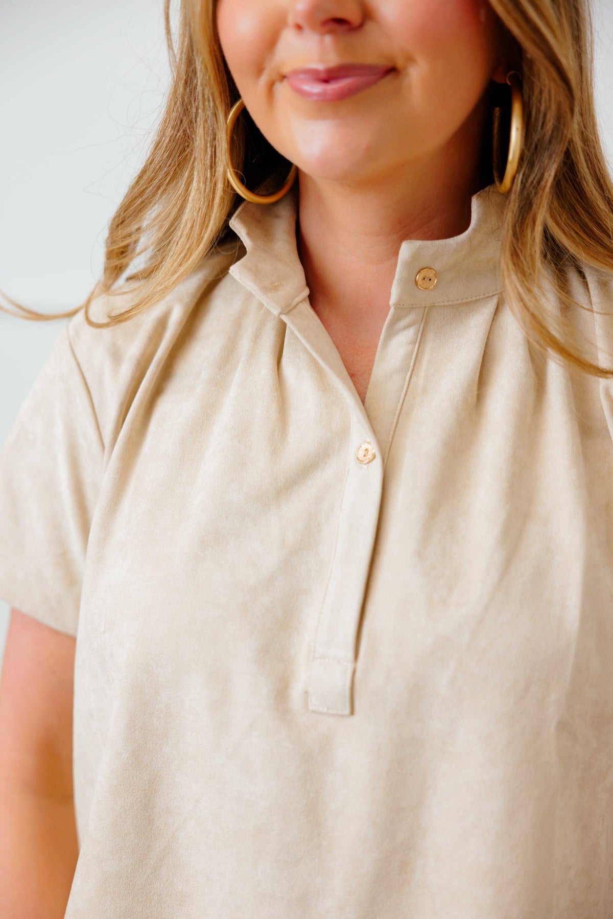 Beige Faux Suede Shirt