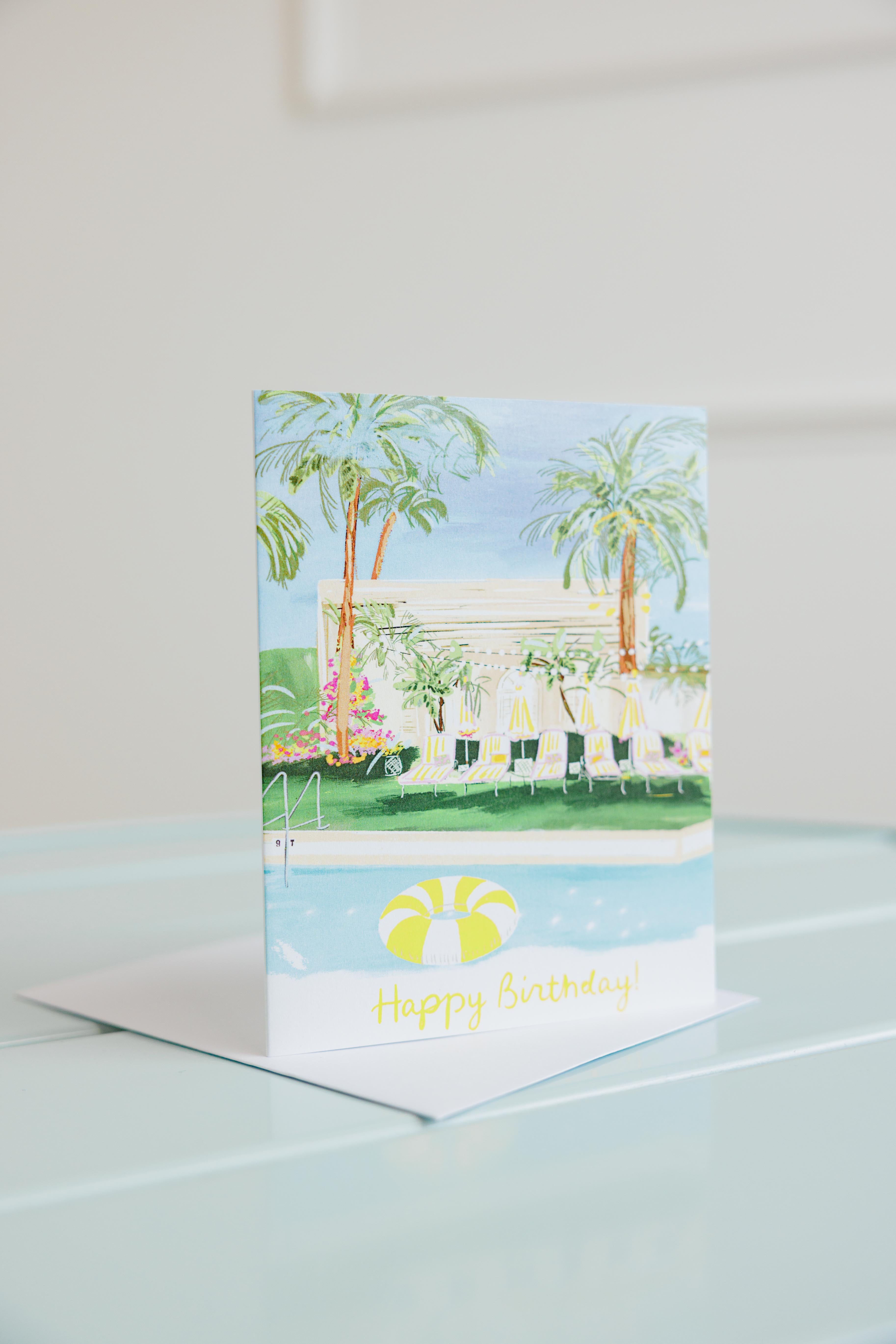 Palm Springs Poolside Birthday Card