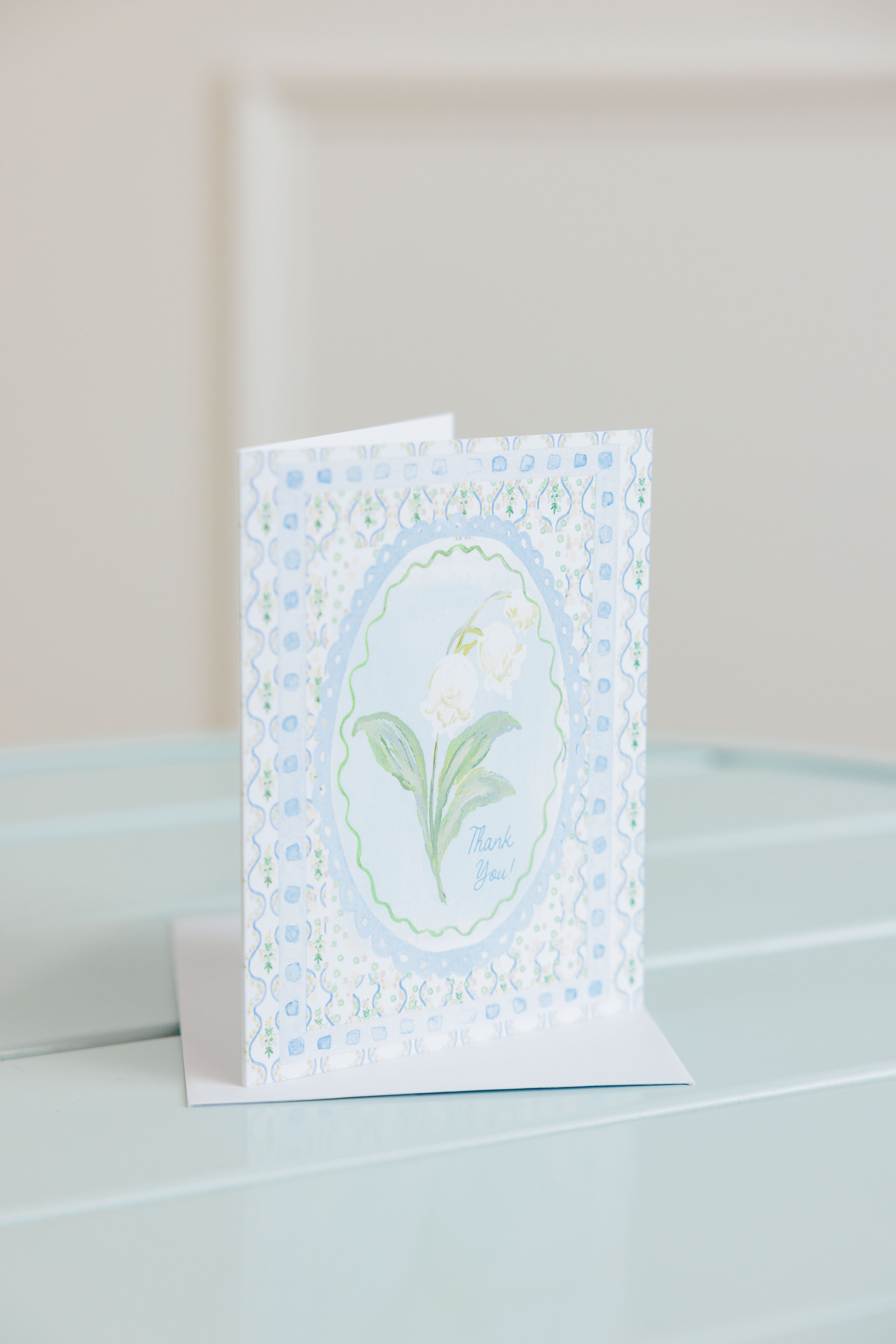 Blue Floral Thank You Card