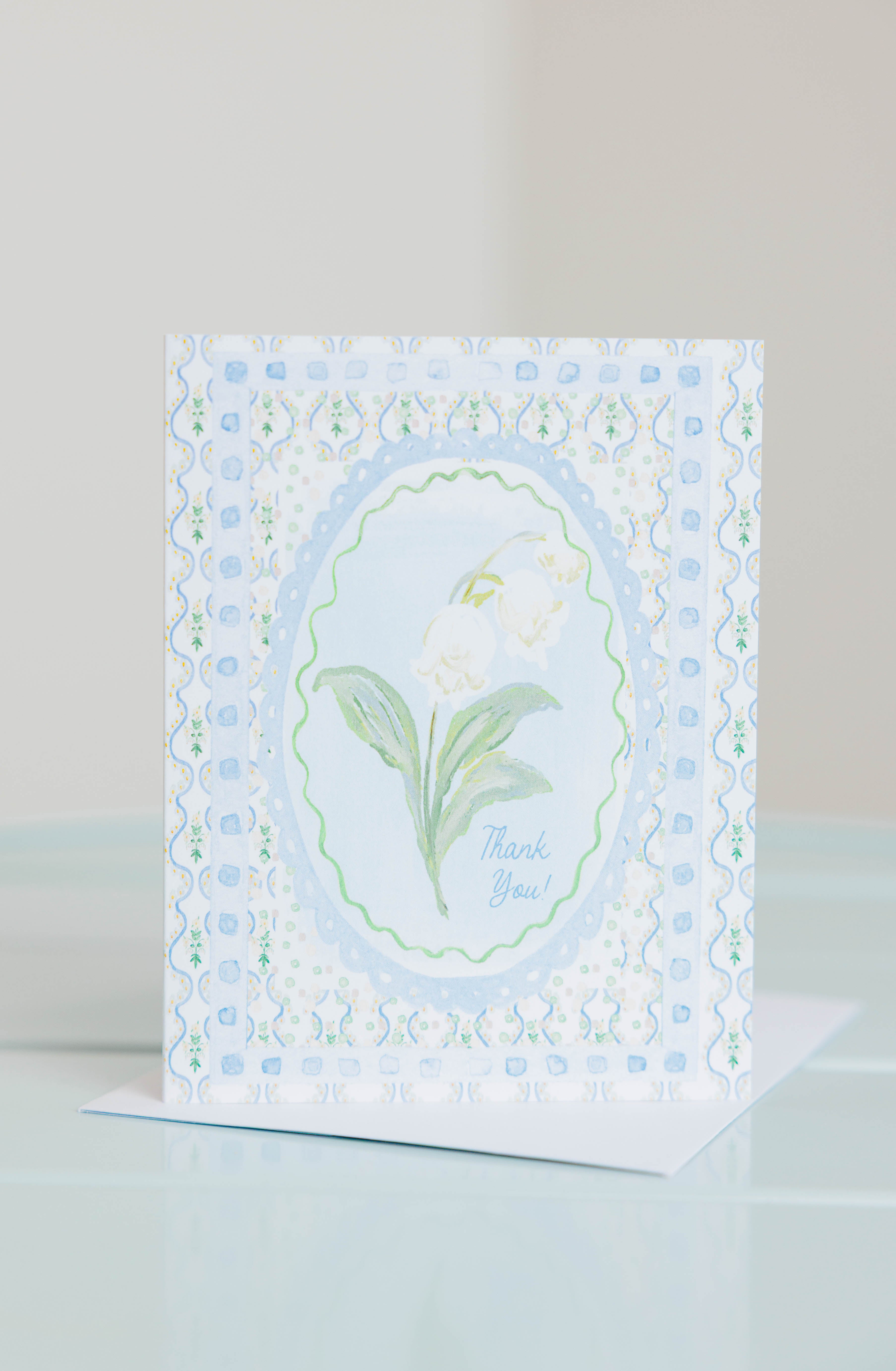 Blue Floral Thank You Card
