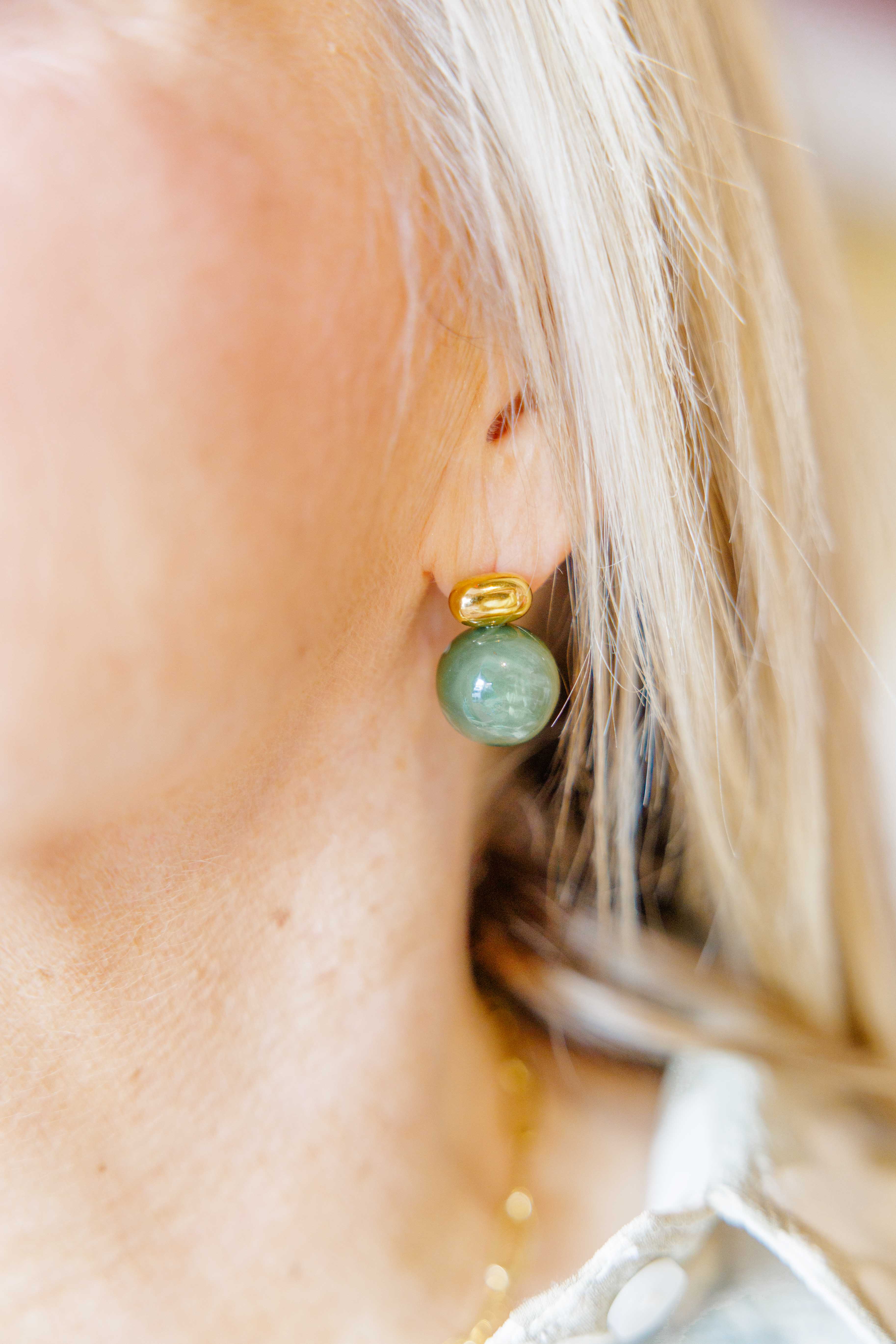 Velisse Green Marble Ball Earrings