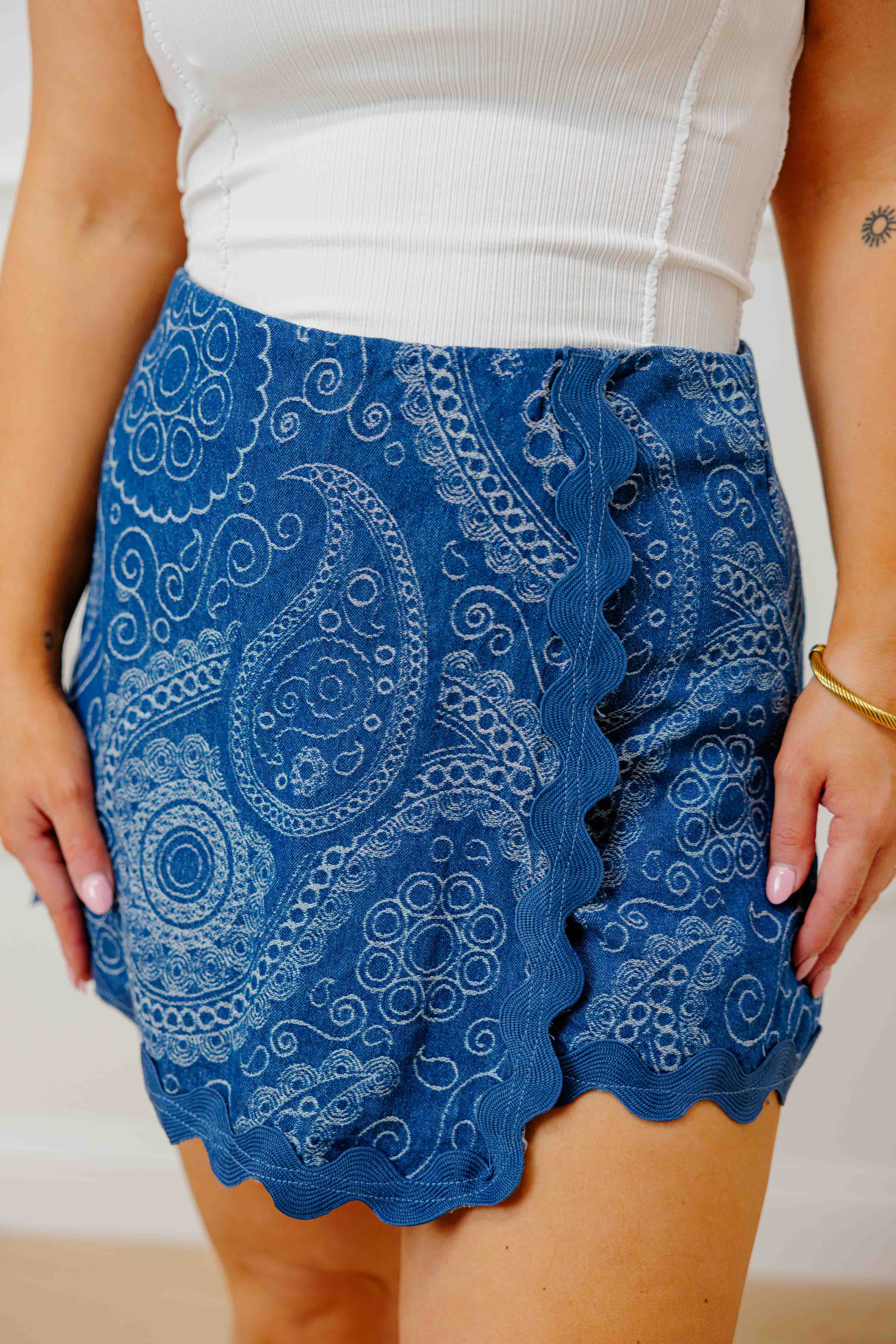 Indigo Printed Skort