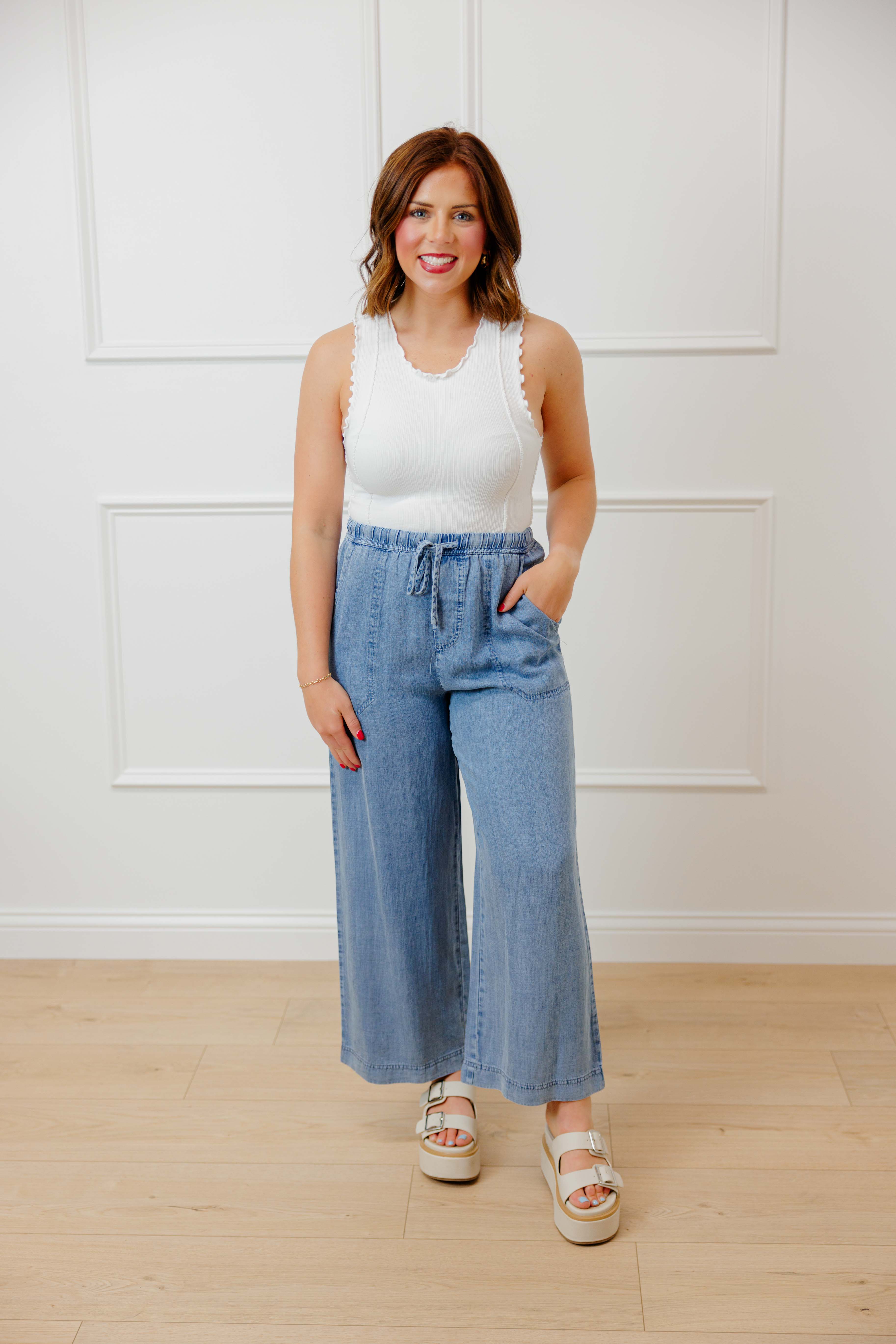 Cropped Denim Pants