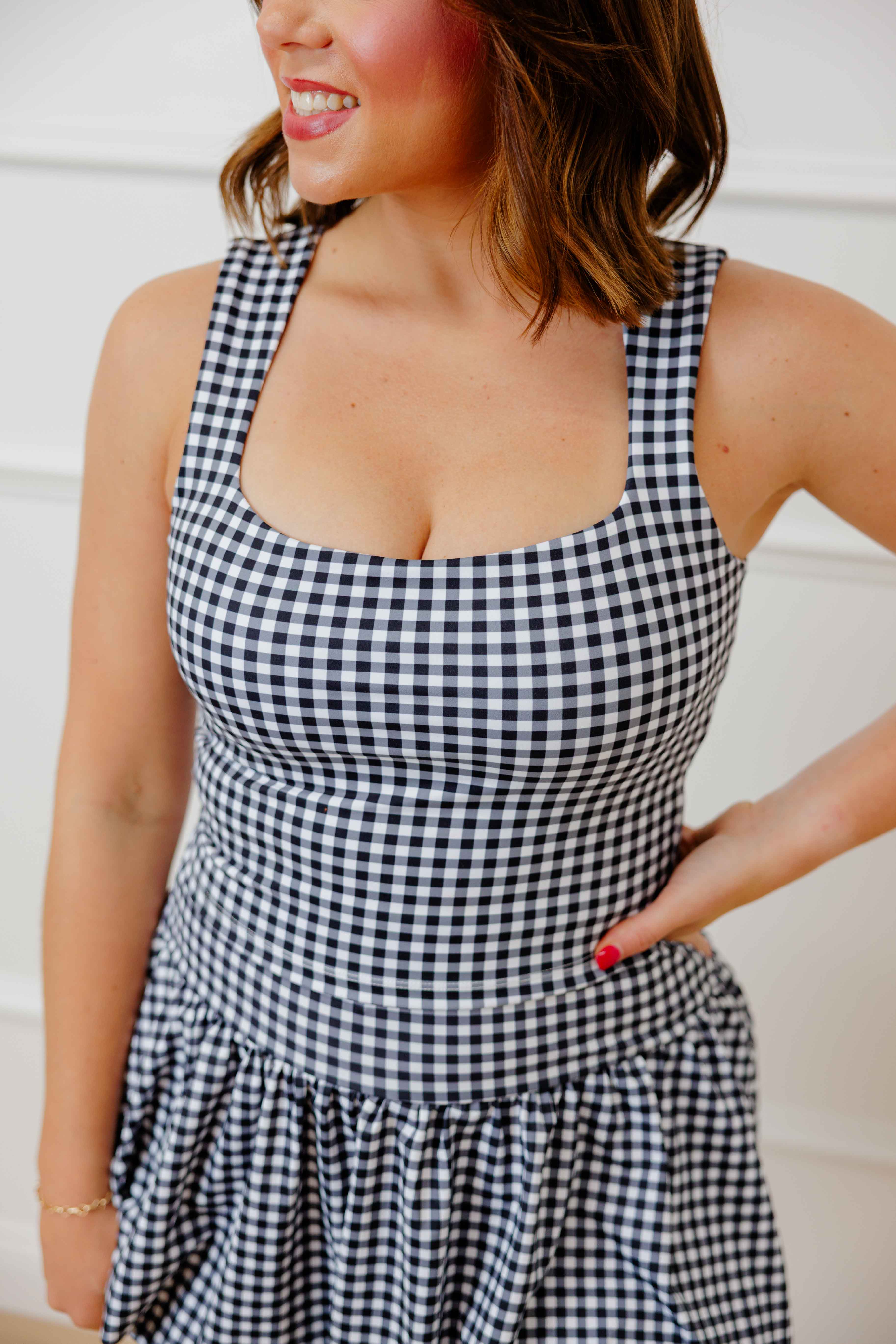 Black Gingham Fitted Tank