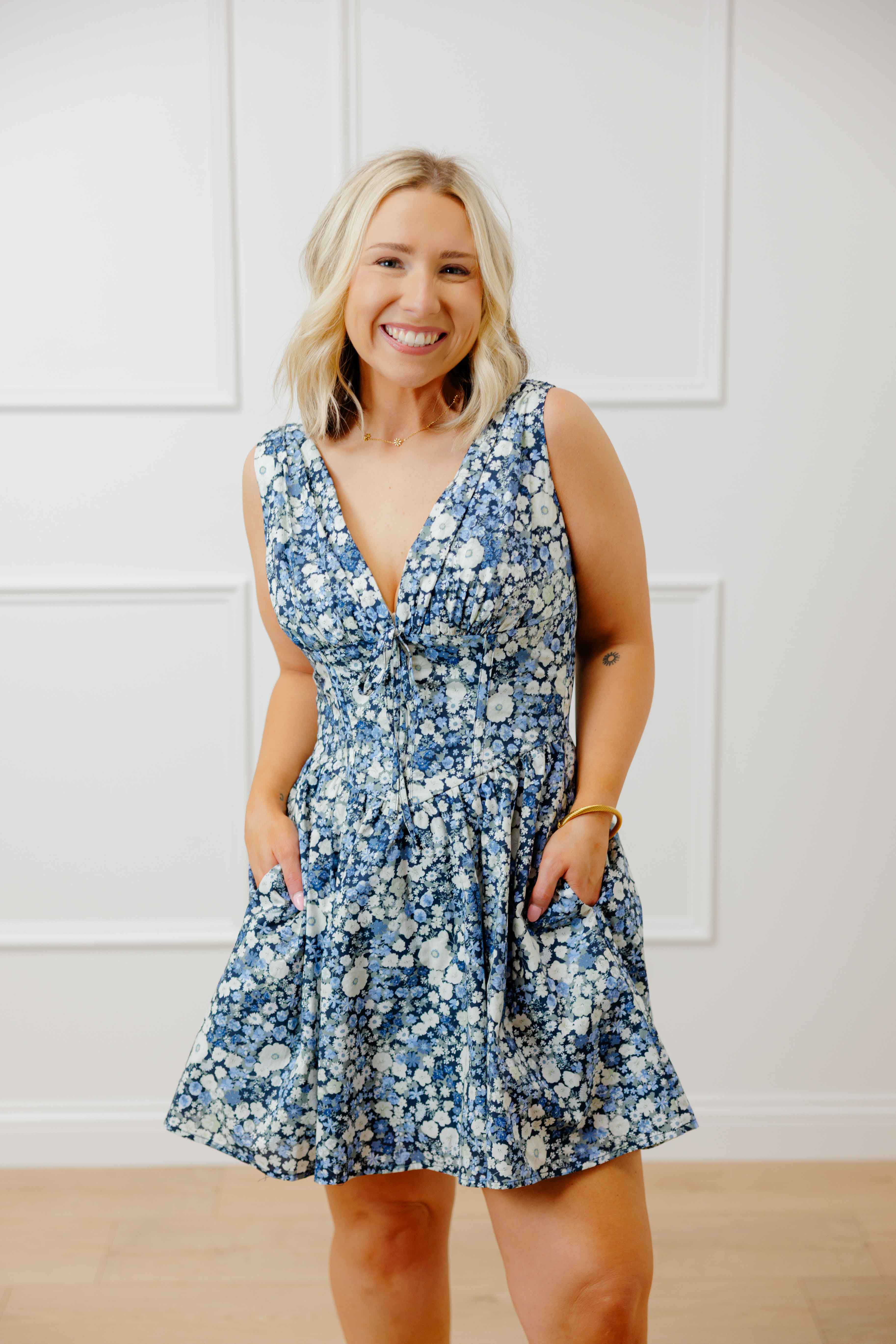 Navy Daisy Mini Dress