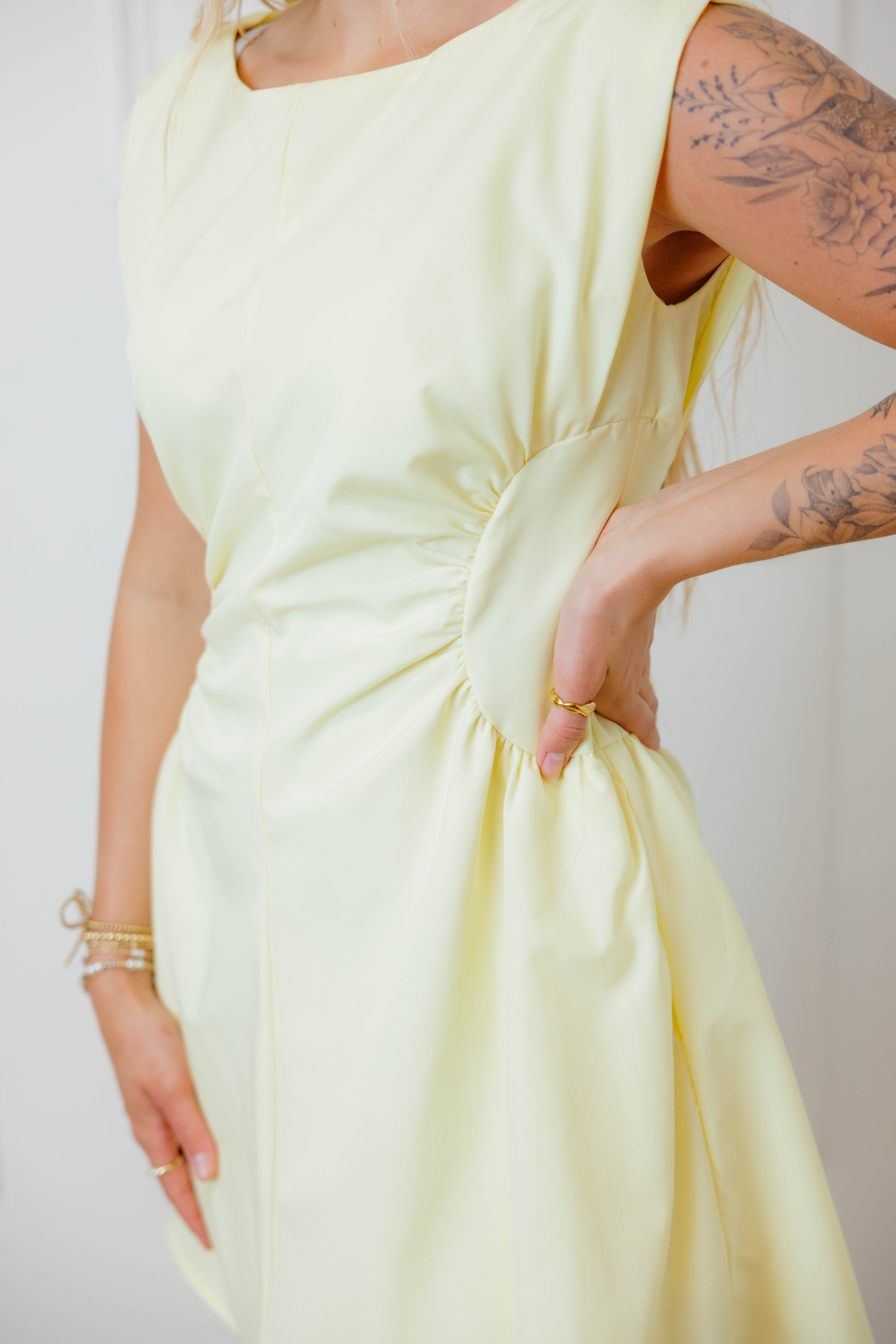 Lemon Drop Ruched Dress