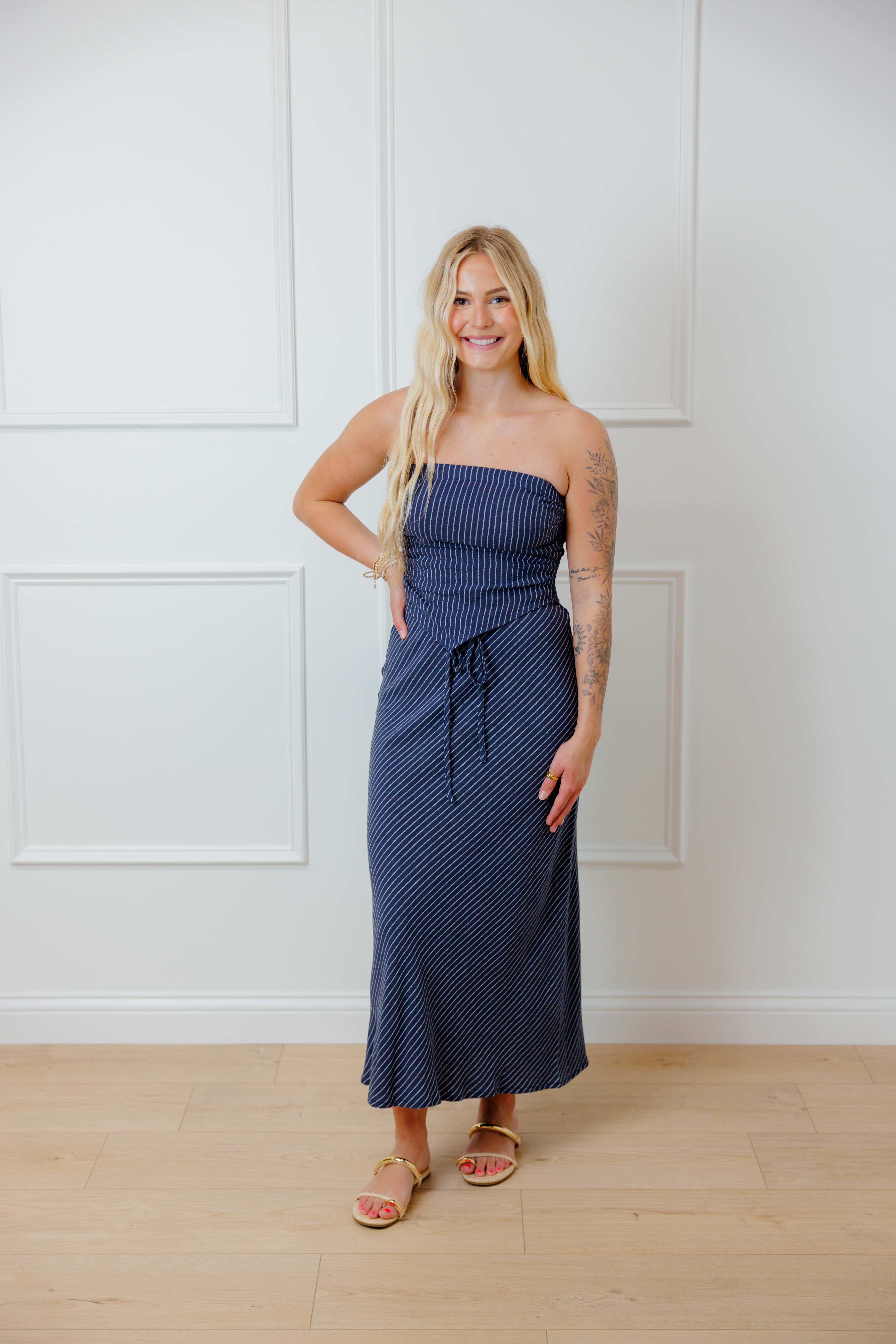 Midnight Striped Skirt Set