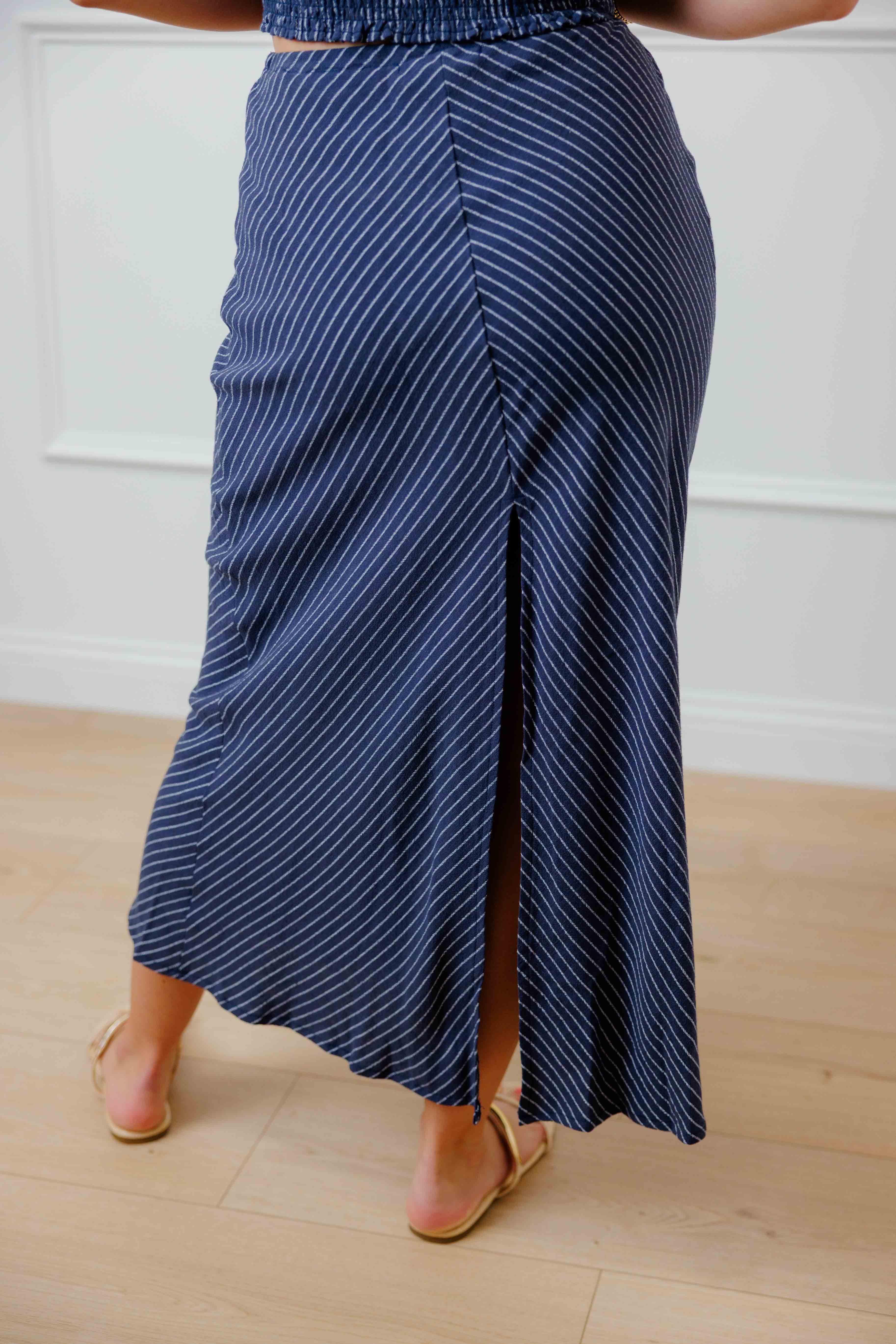 Midnight Striped Skirt Set