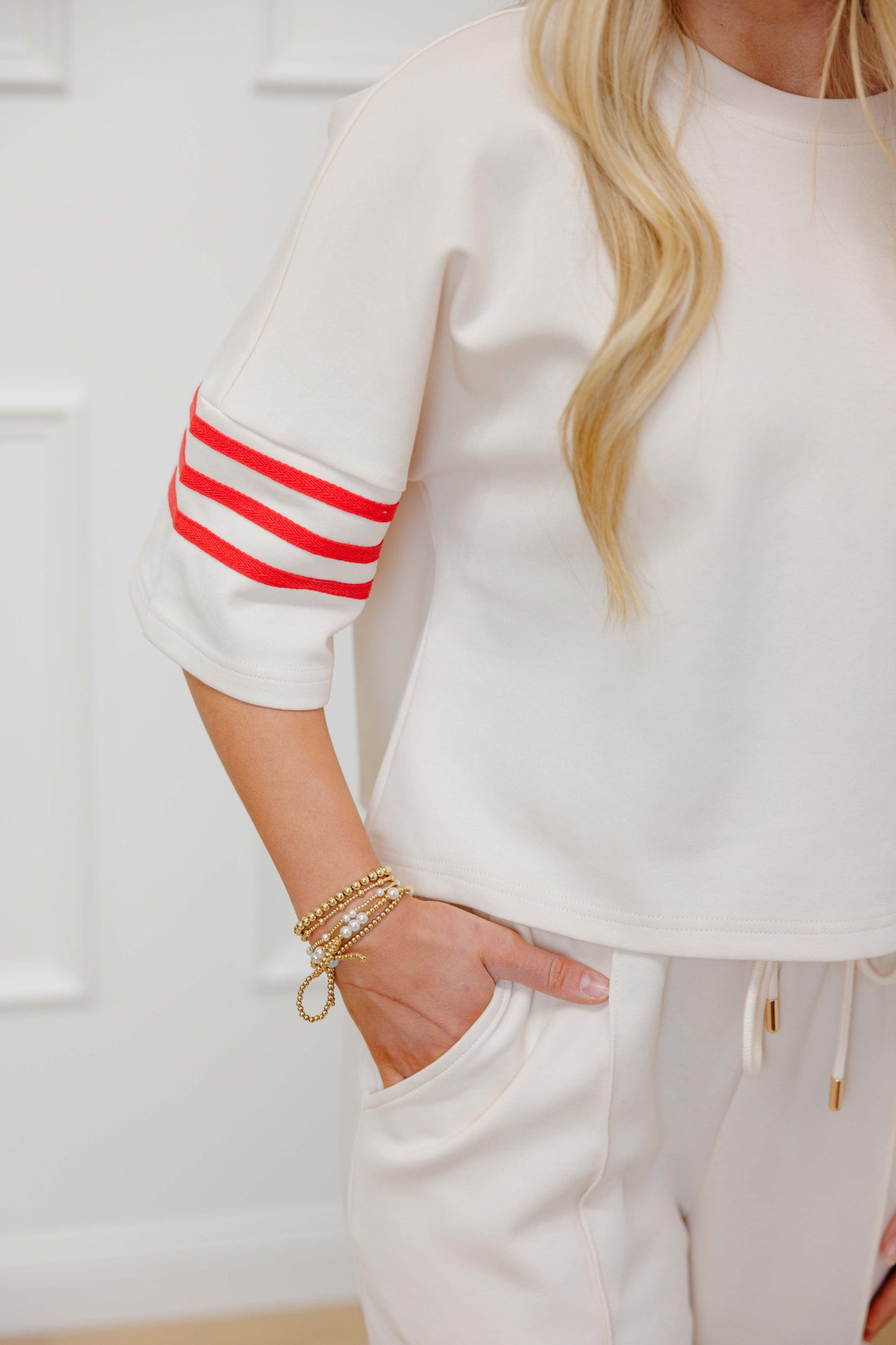 Stripe Sleeve Pant Set