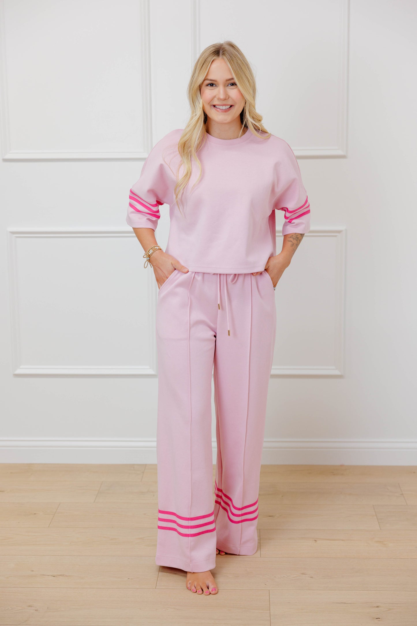 Stripe Sleeve Pant Set