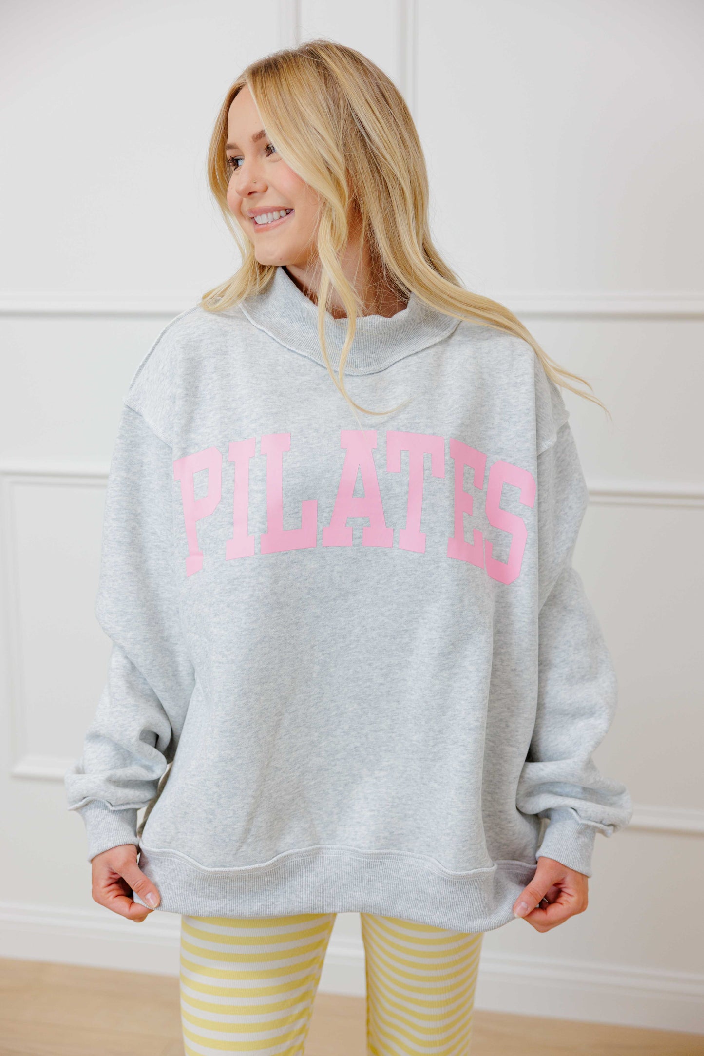 Pink Pilates Reversible Mock Neck Sweatshirt