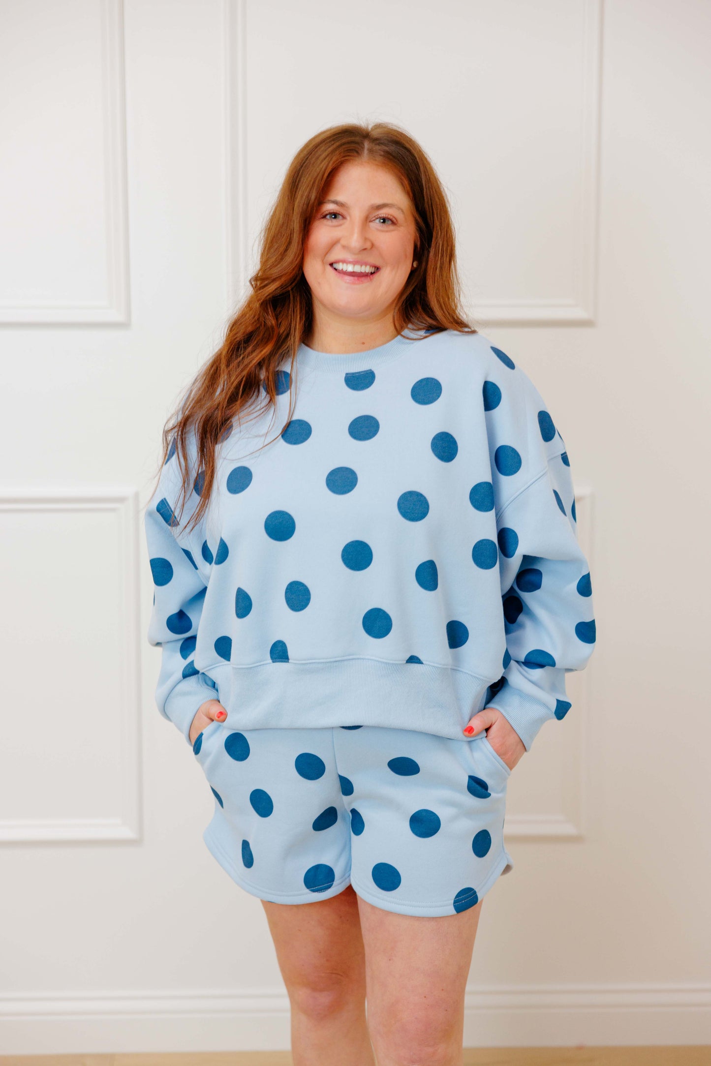 Blue Polka Dot Short Set