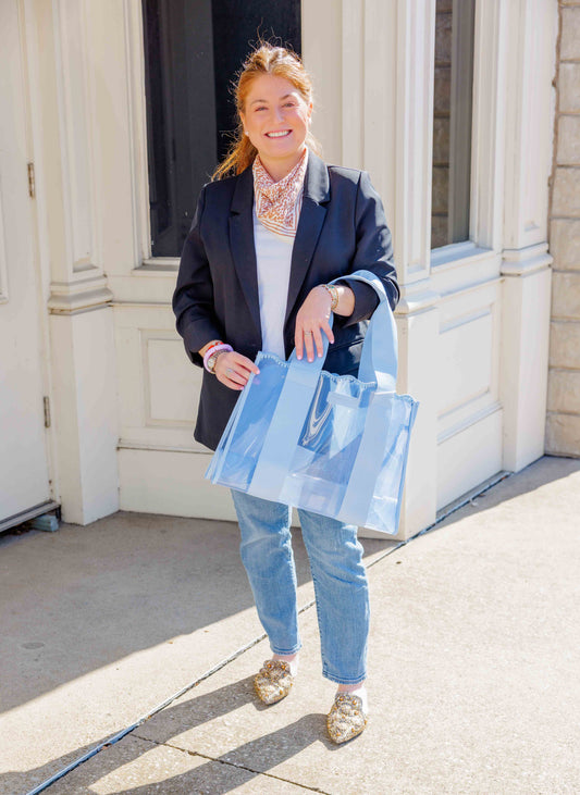 Carolina Blue Crochet Wave Jelly Tote Bag