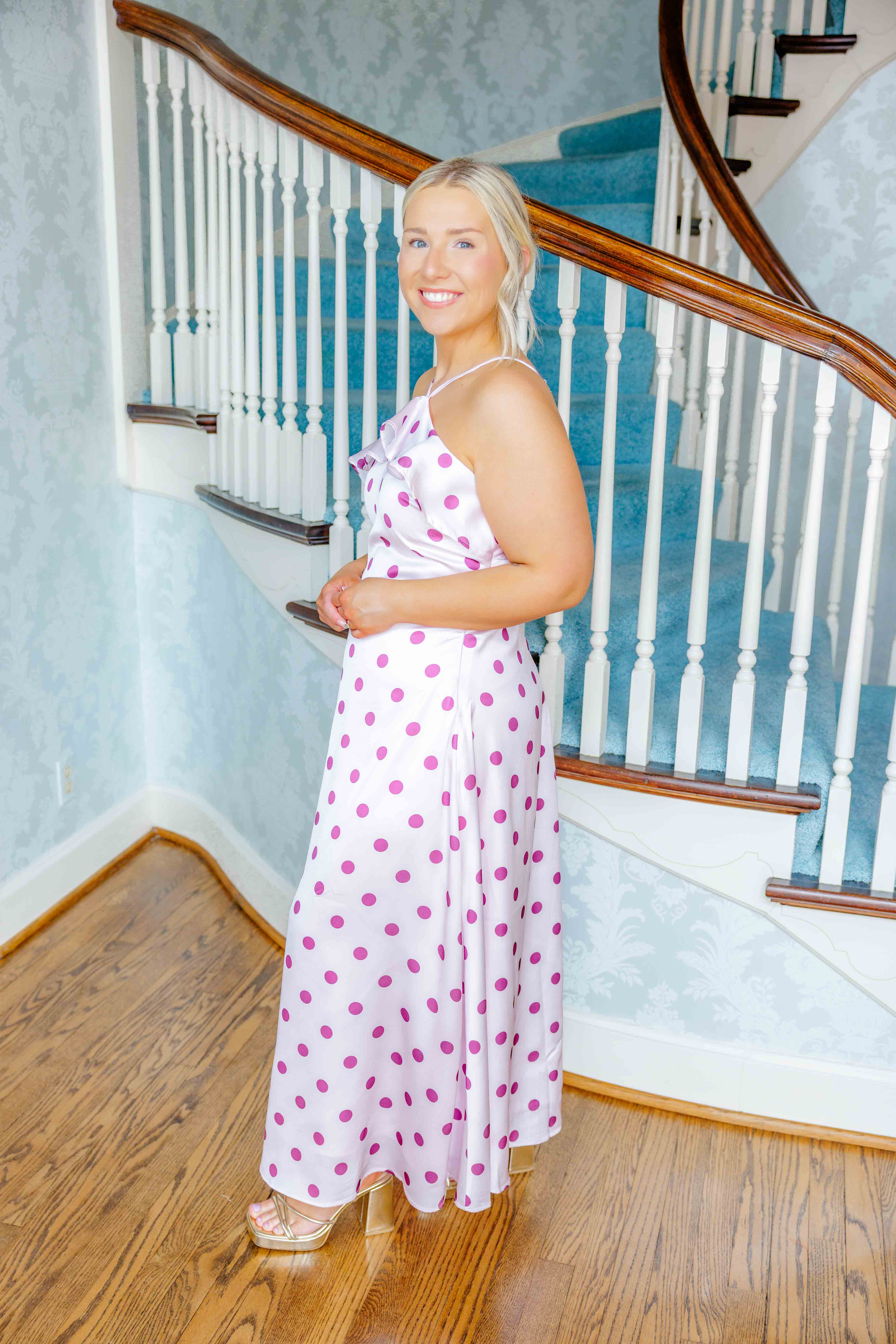 Rose Polka Dot Midi Dress