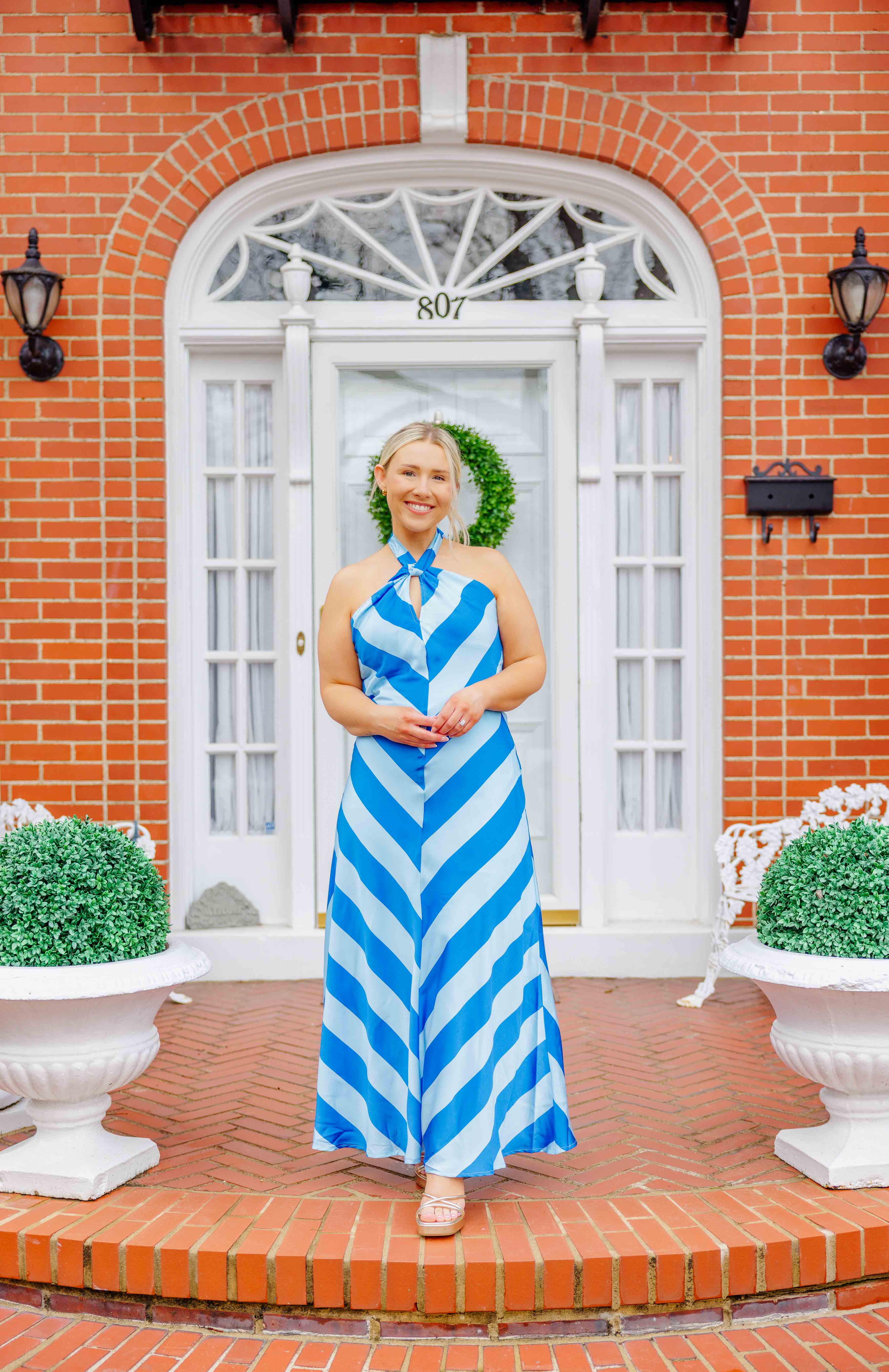 Seaside Stripe Halter Maxi Dress