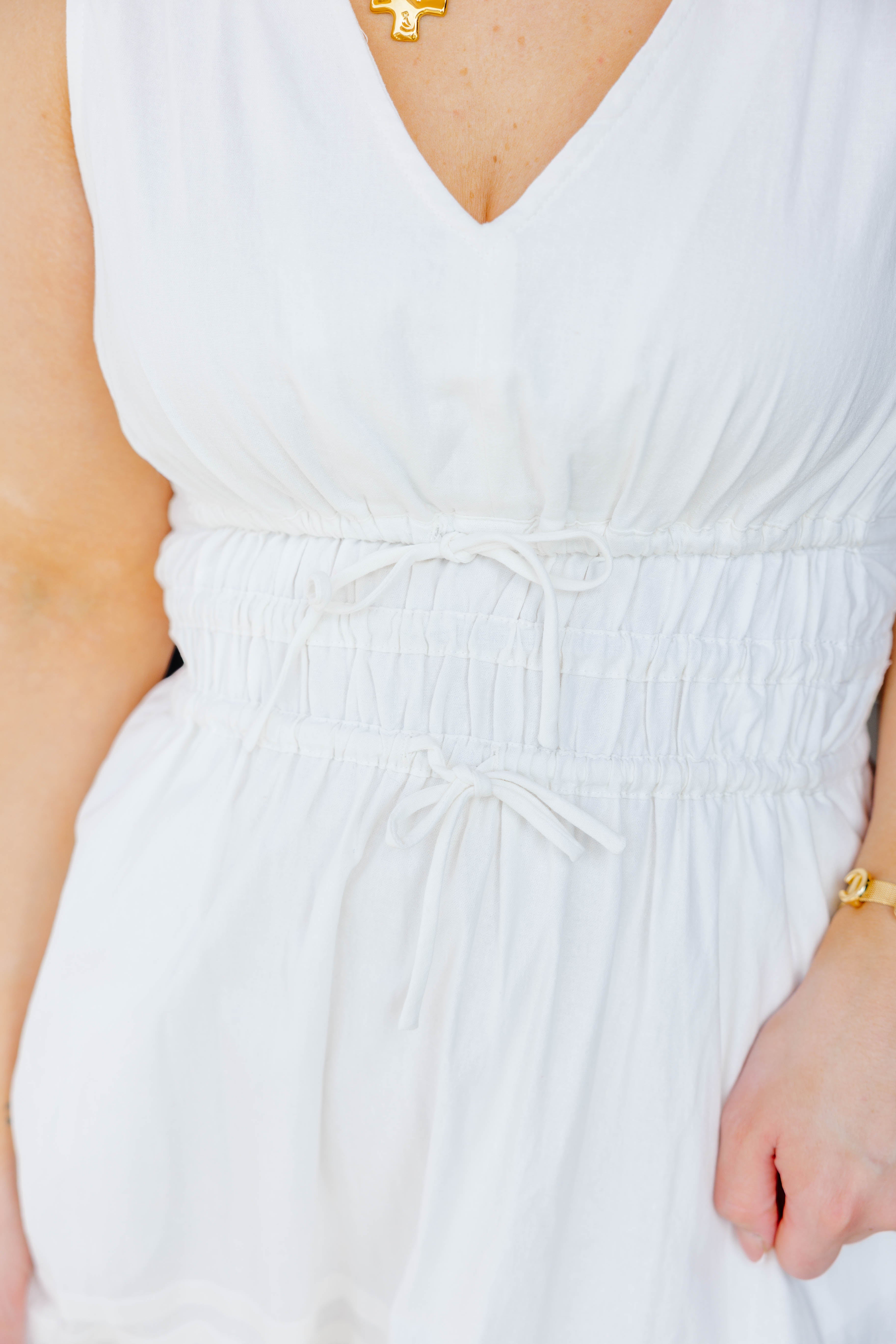White Bow Midi Dress