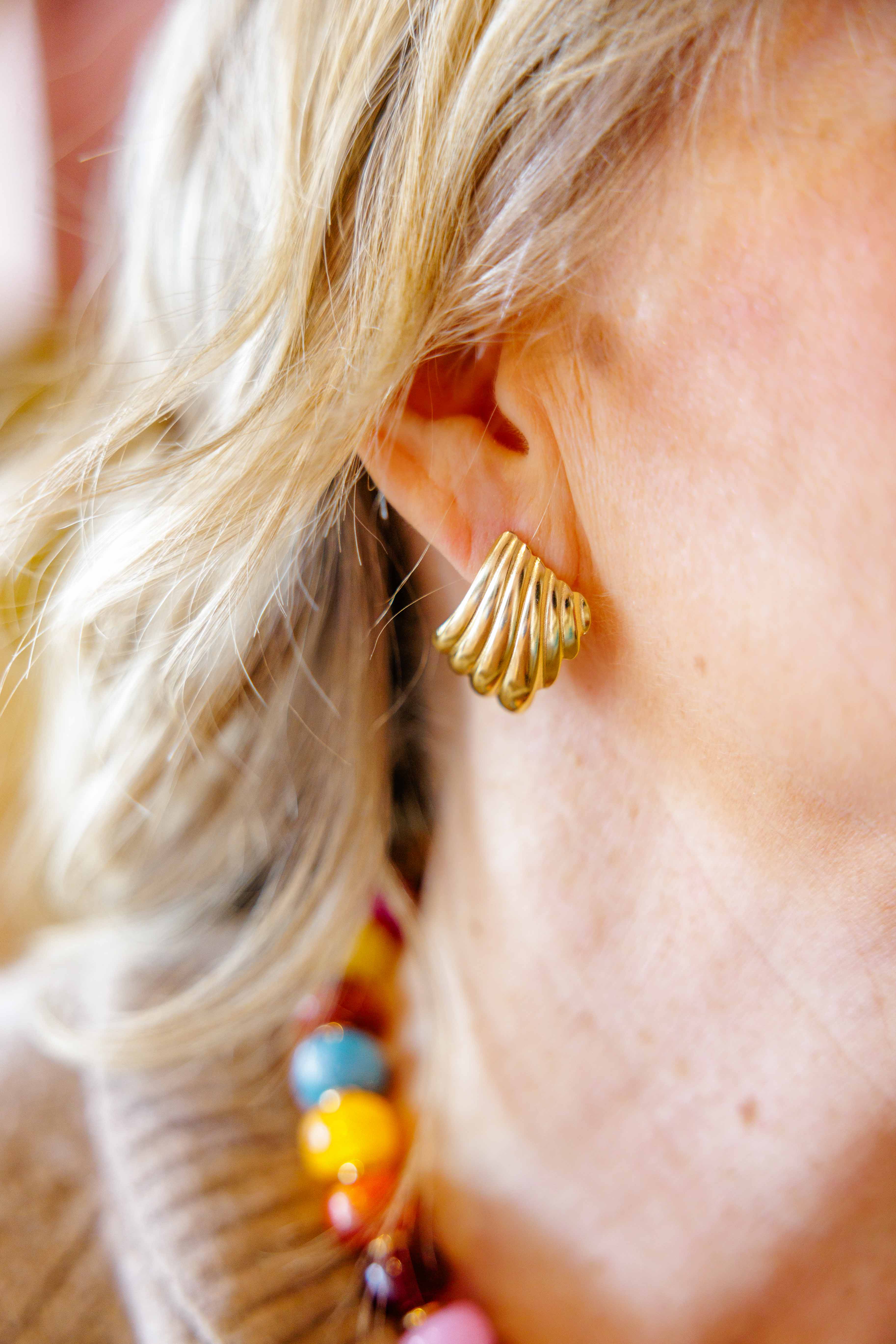 Rectangle Ridged Earring