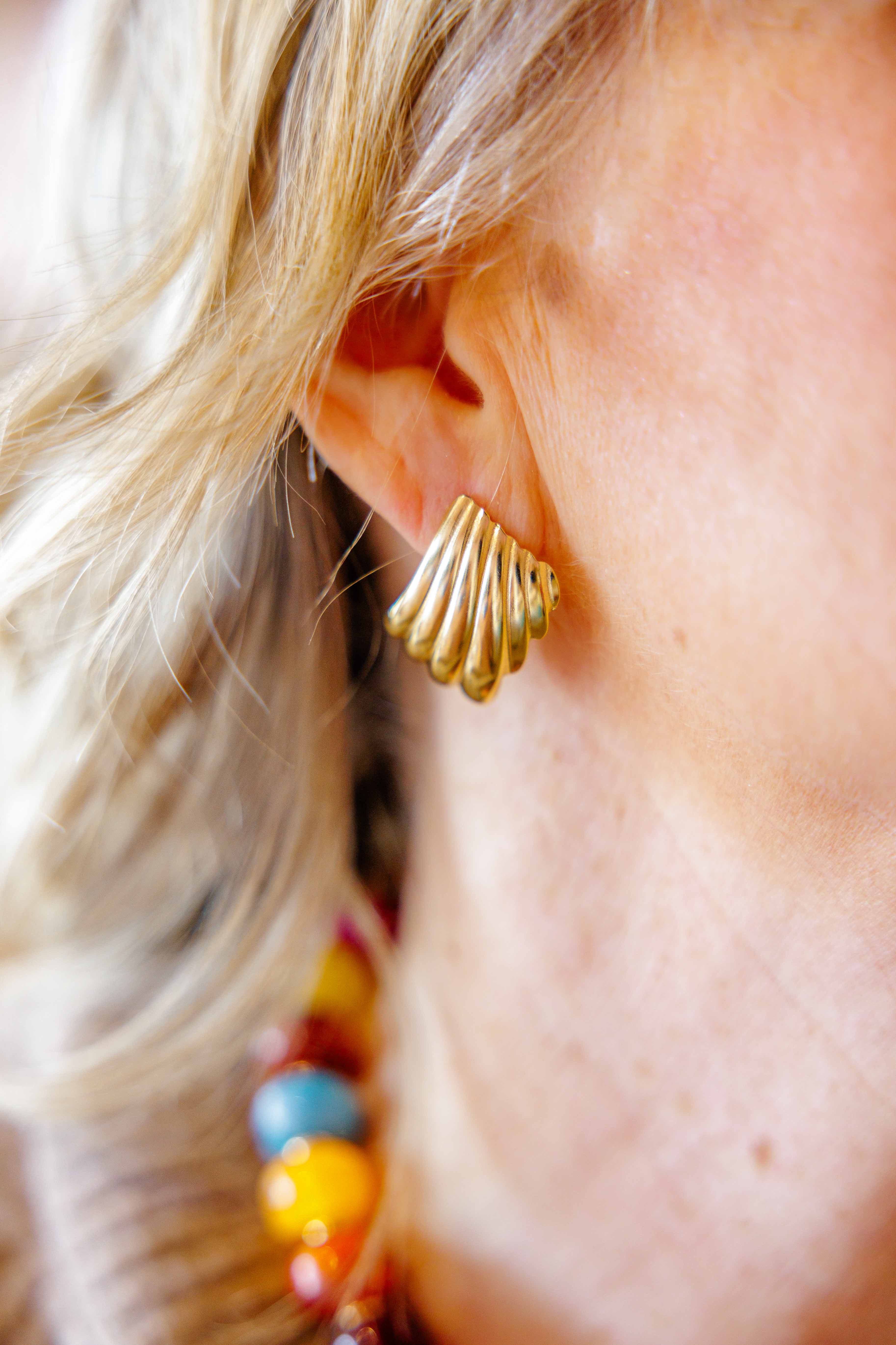 Rectangle Ridged Earring