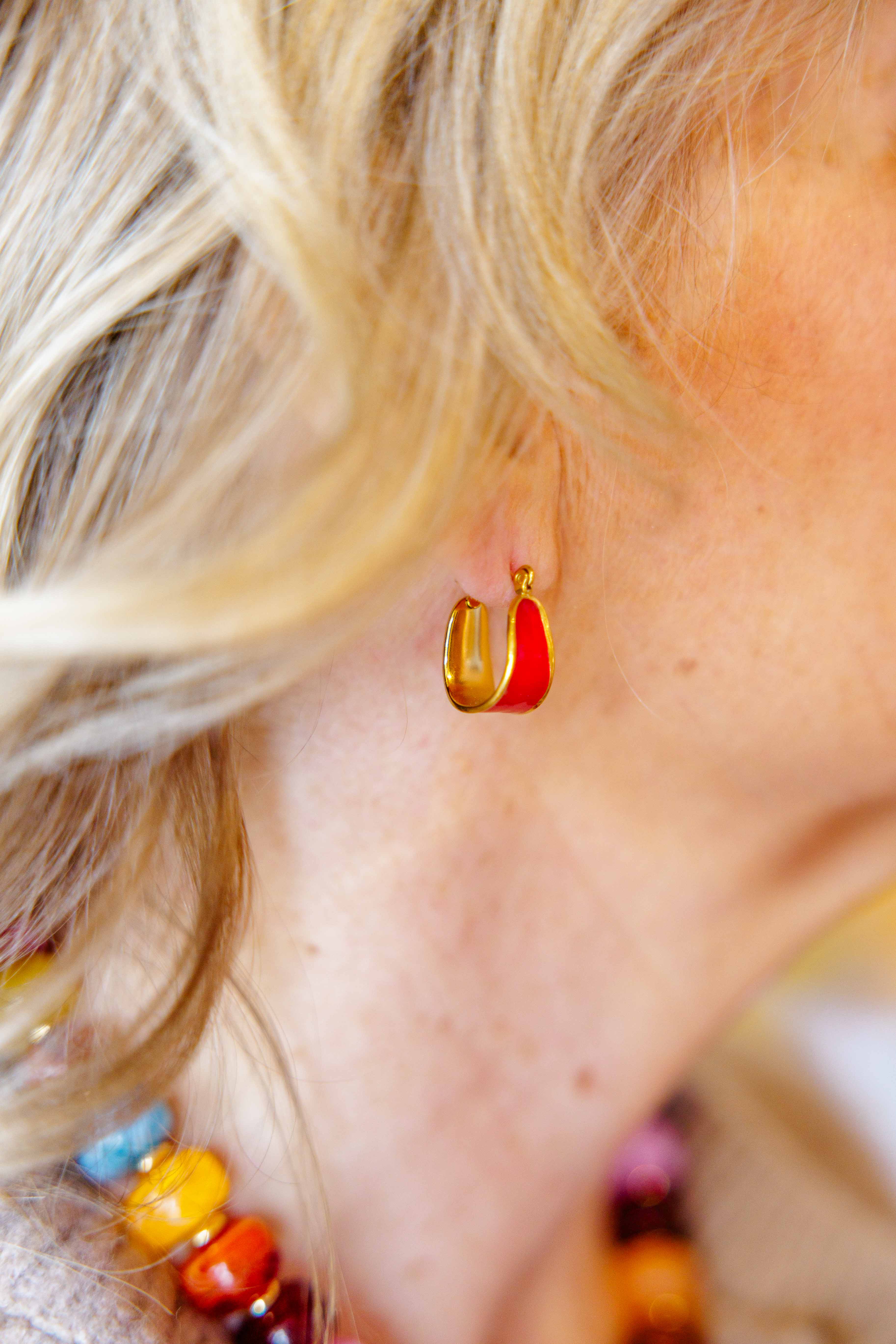 Candide Burgundy Hoop Earring