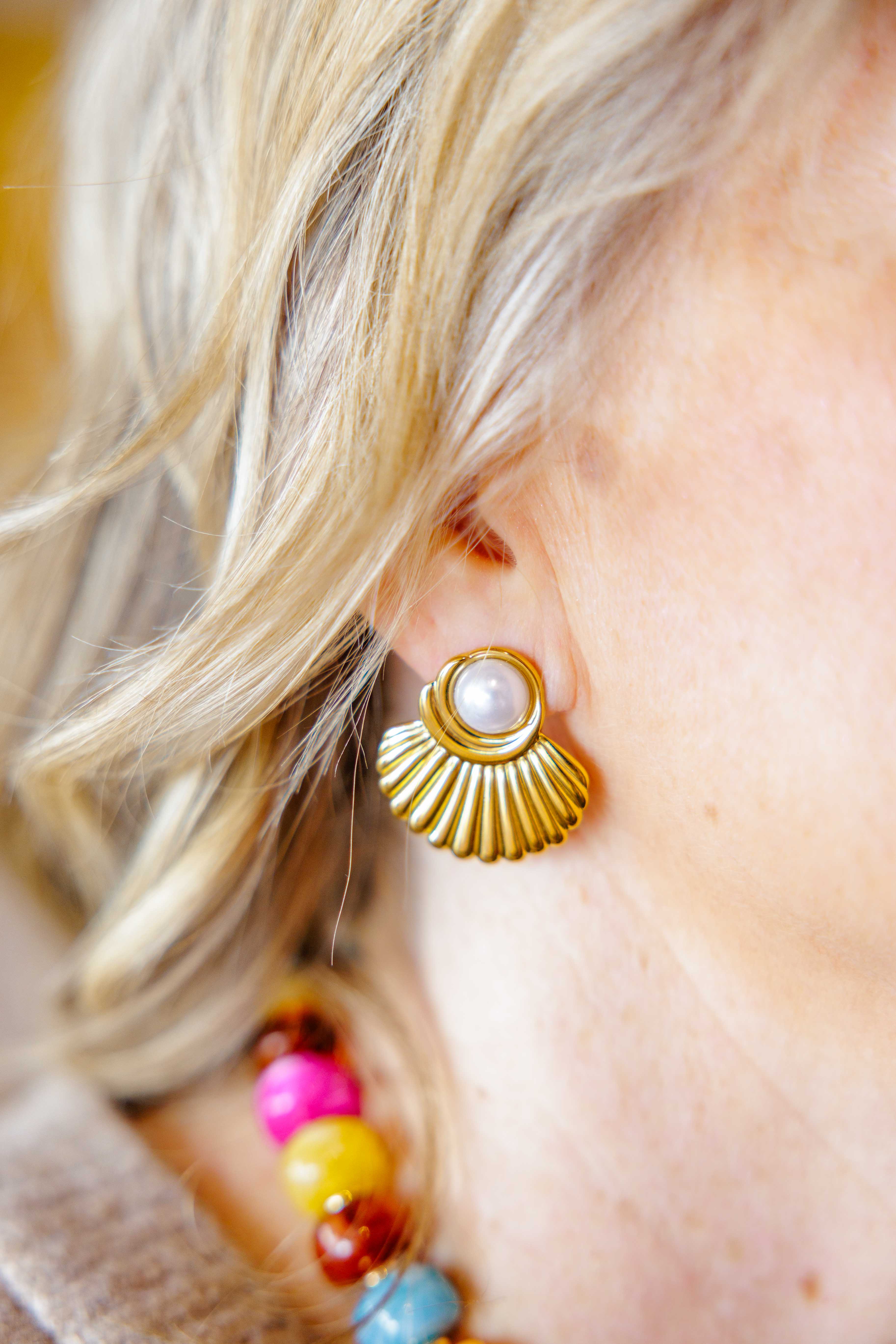 Lennox 18K Pearl Seashell Studs