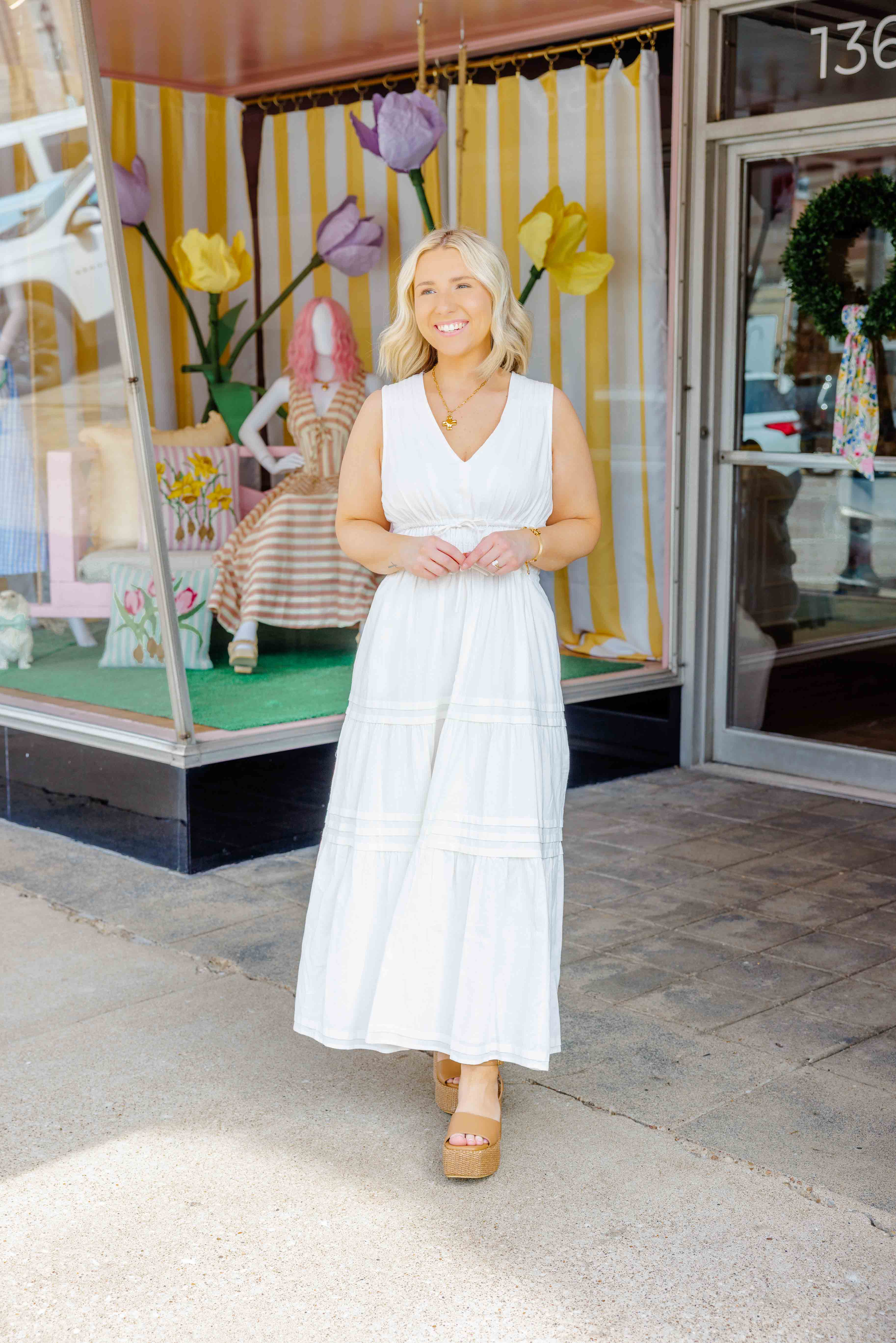 White Bow Midi Dress