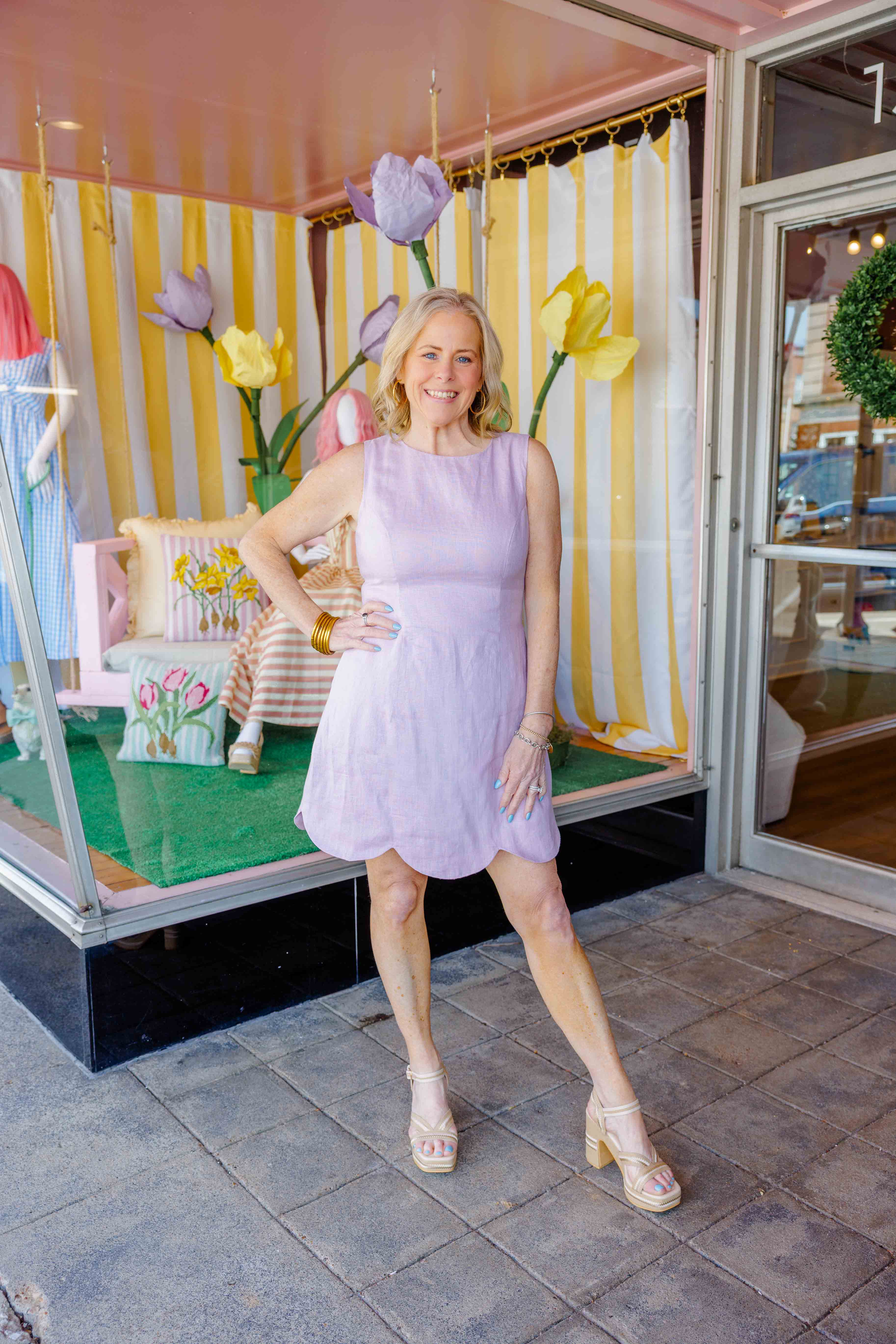 Lavender Linen Scallop Dress