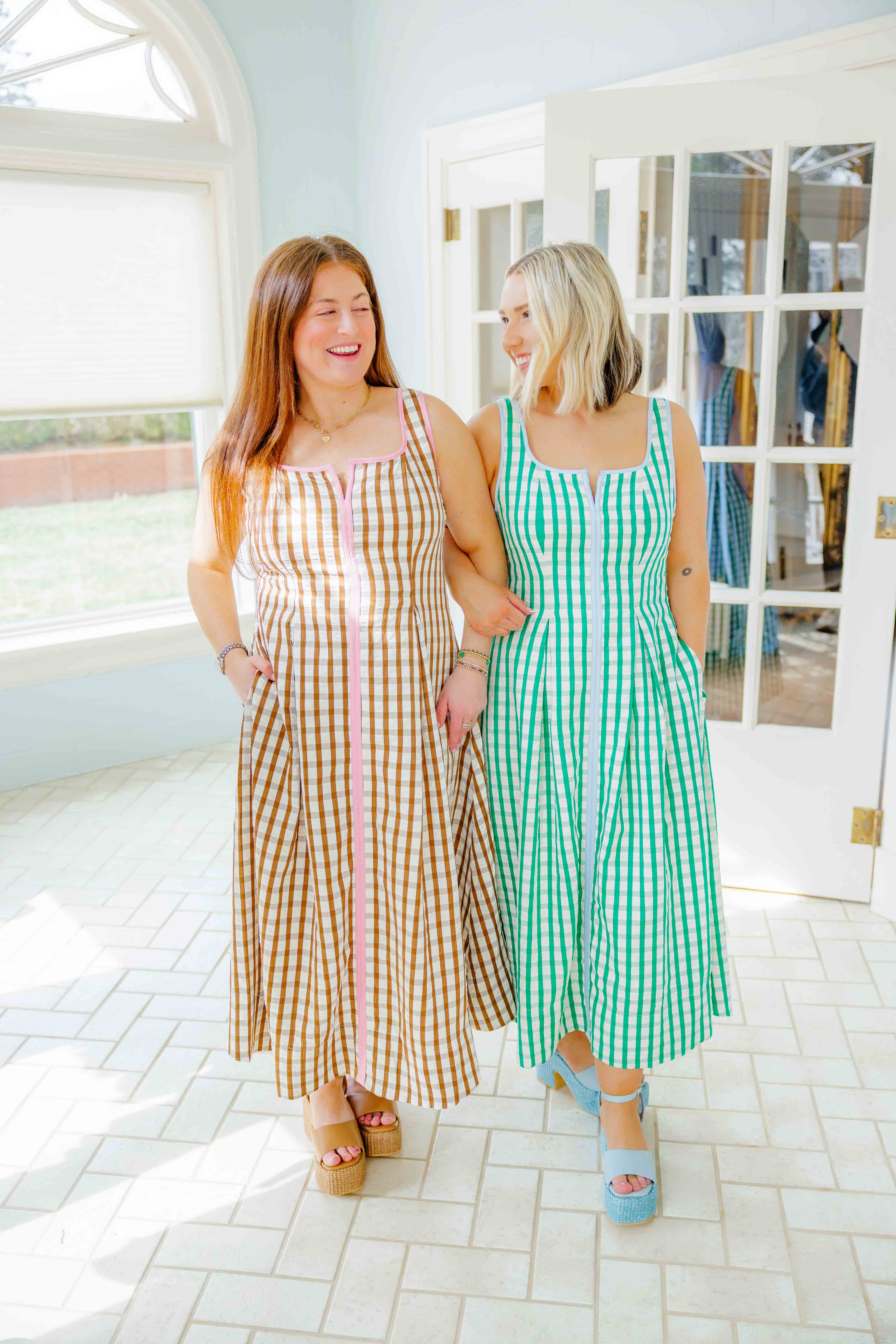 Gingham Contrast Midi Dress