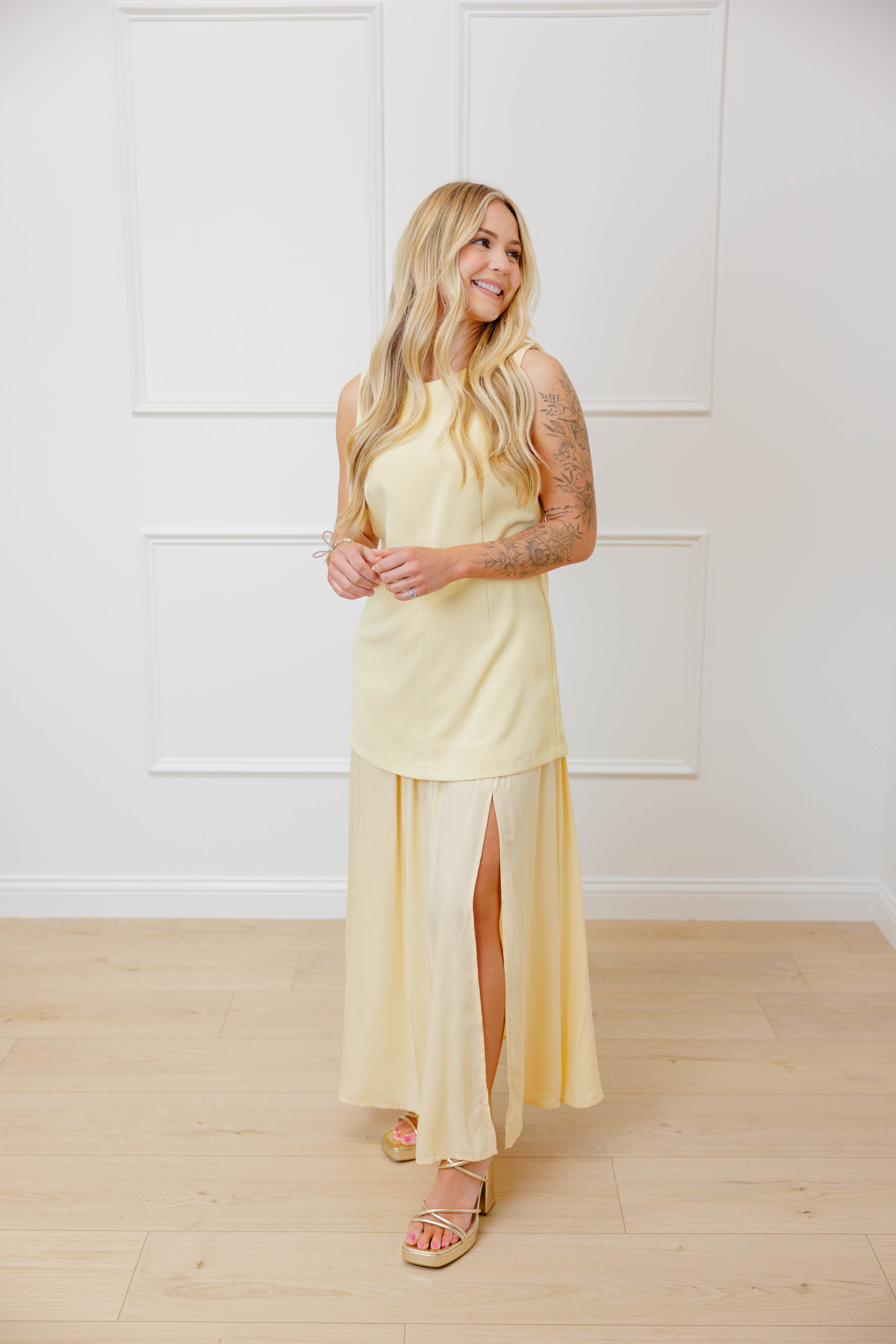 Yellow Layered Midi Dress