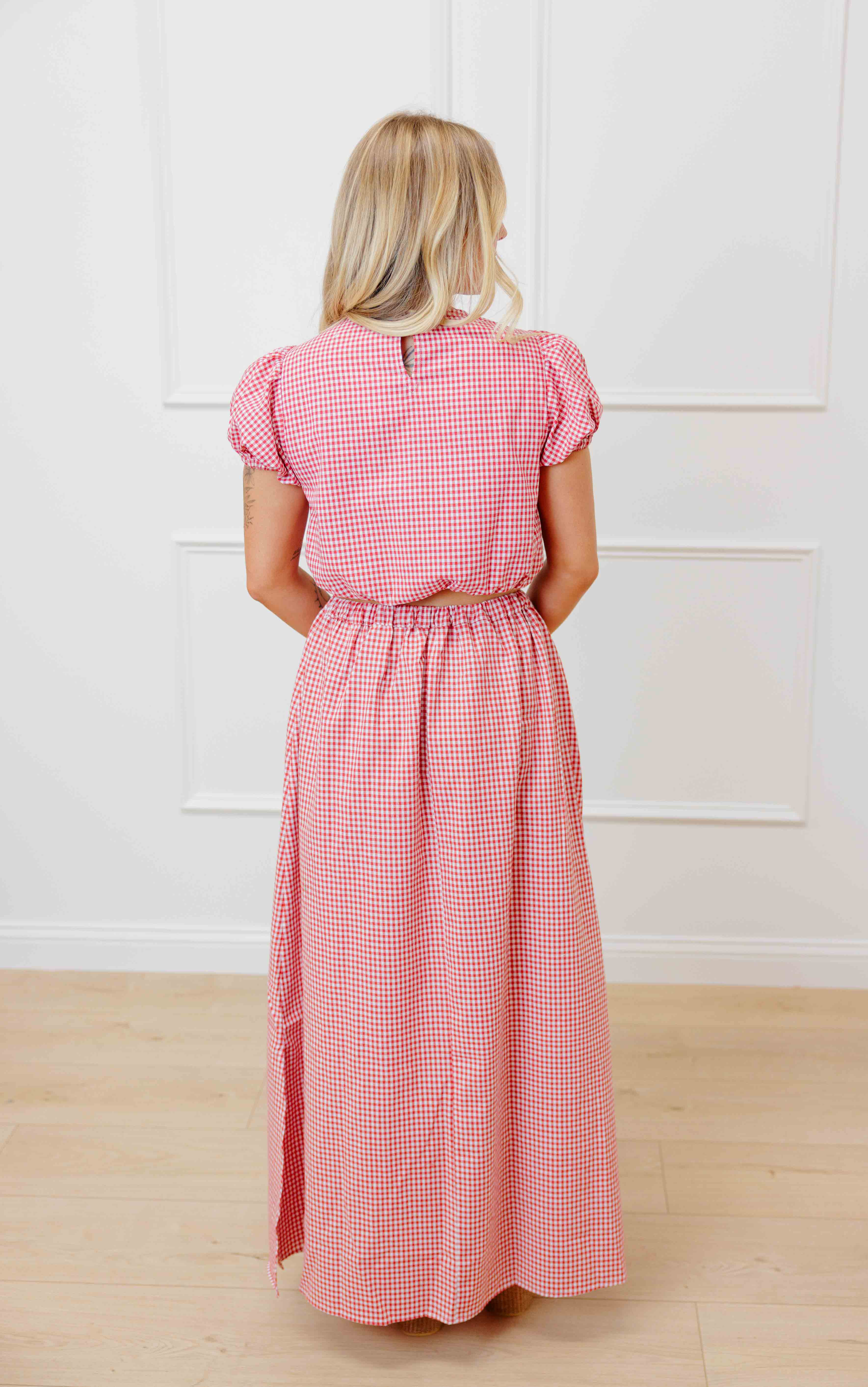 Red Gingham Skirt Set