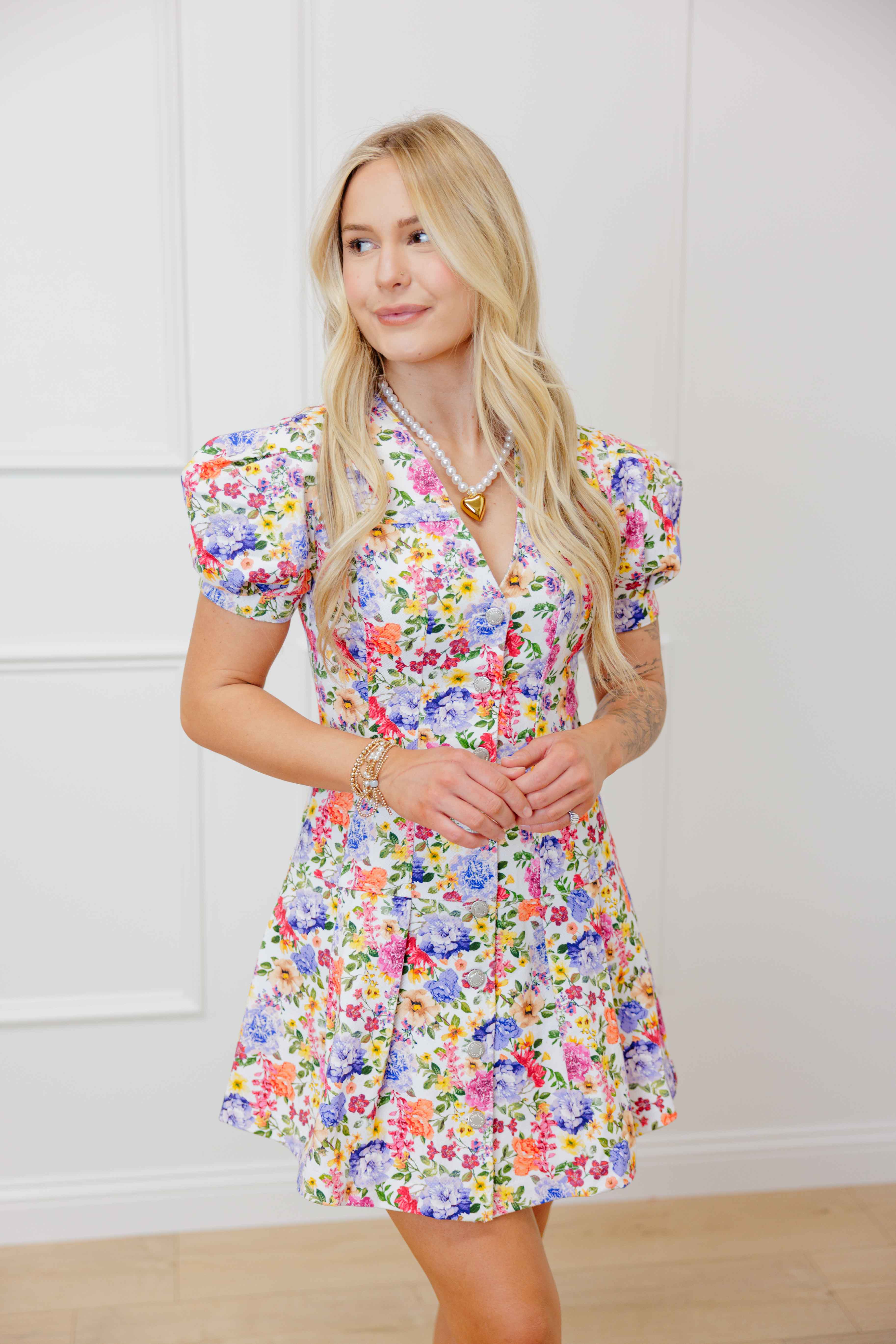 Nicole Floral Denim Dress